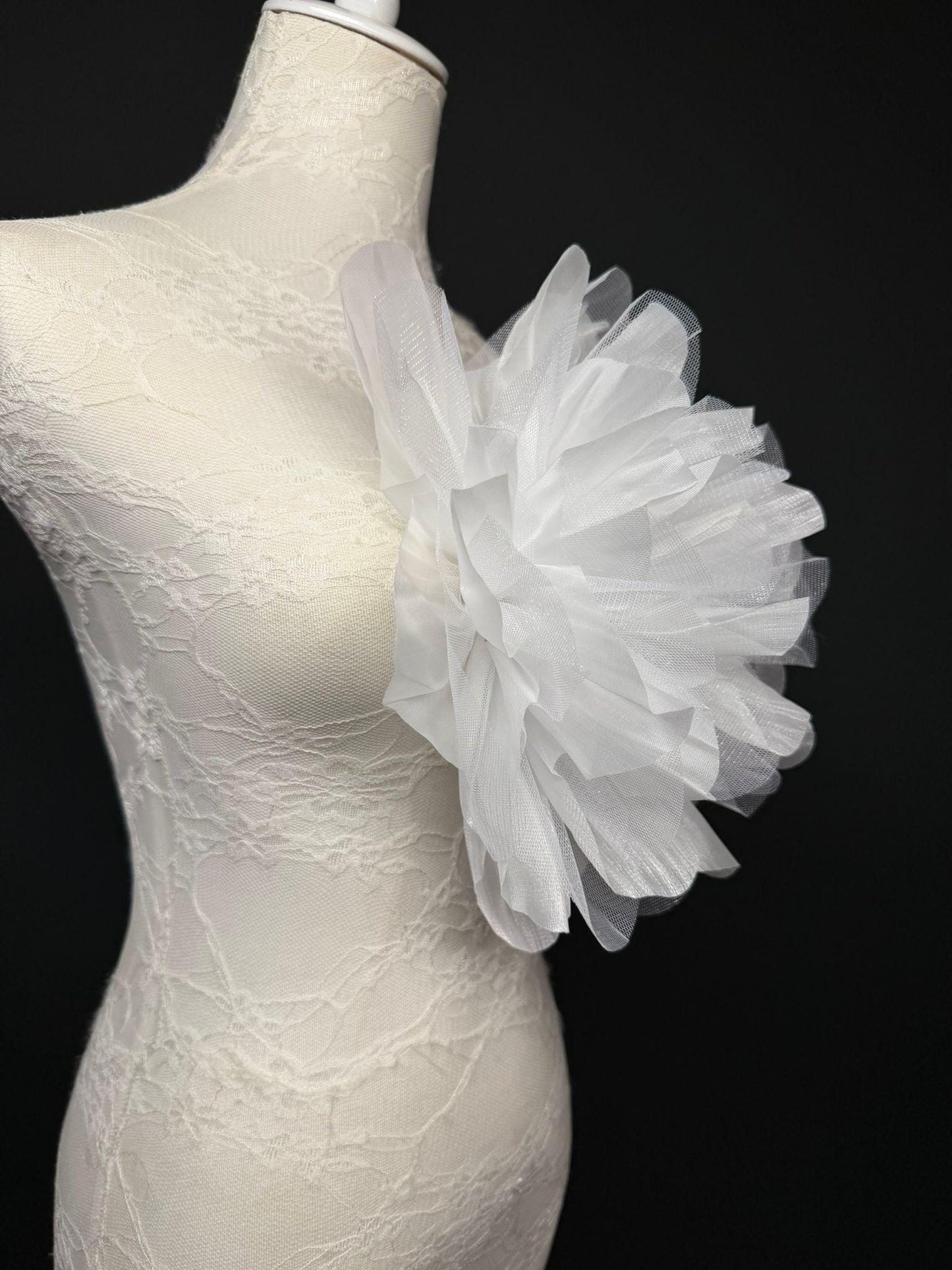 Oversized Large Organza Corsage Flower, White , 5 colours, 11”, 27cm