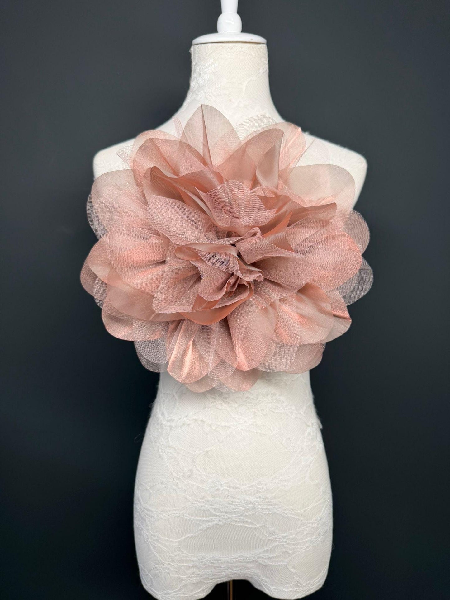 Oversized Large Organza Corsage Flower, White , 5 colours, 11”, 27cm