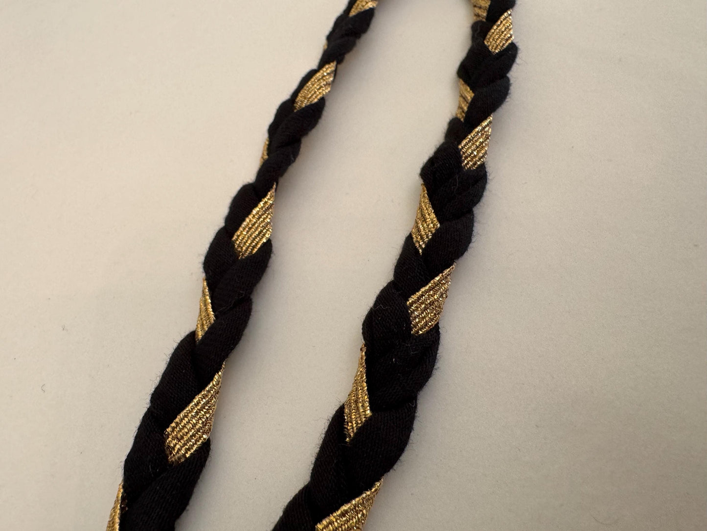 Plaited Black and Gold Lurex Cord, Soft Luxurious Design