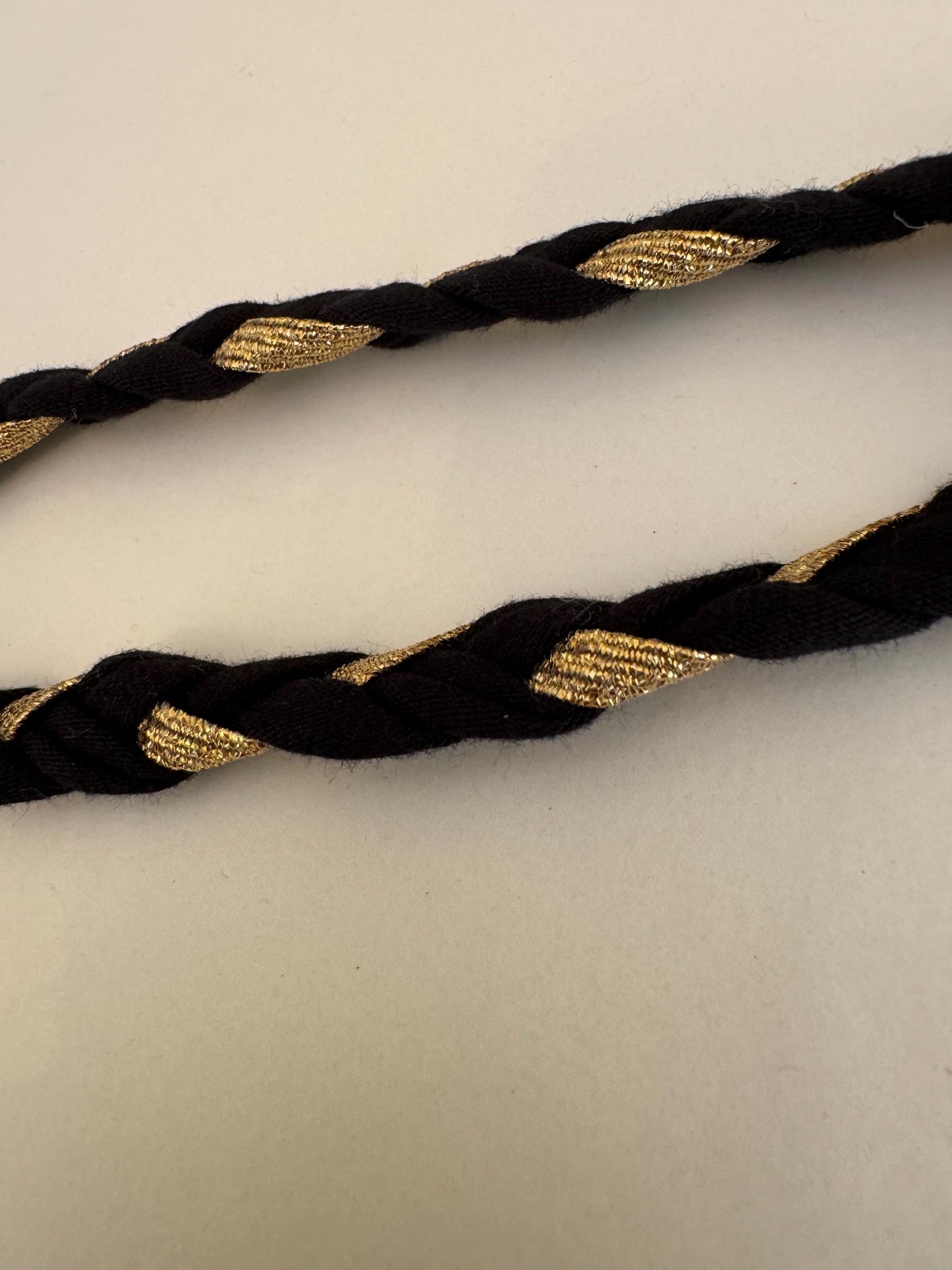 Plaited Black and Gold Lurex Cord, Soft Luxurious Design