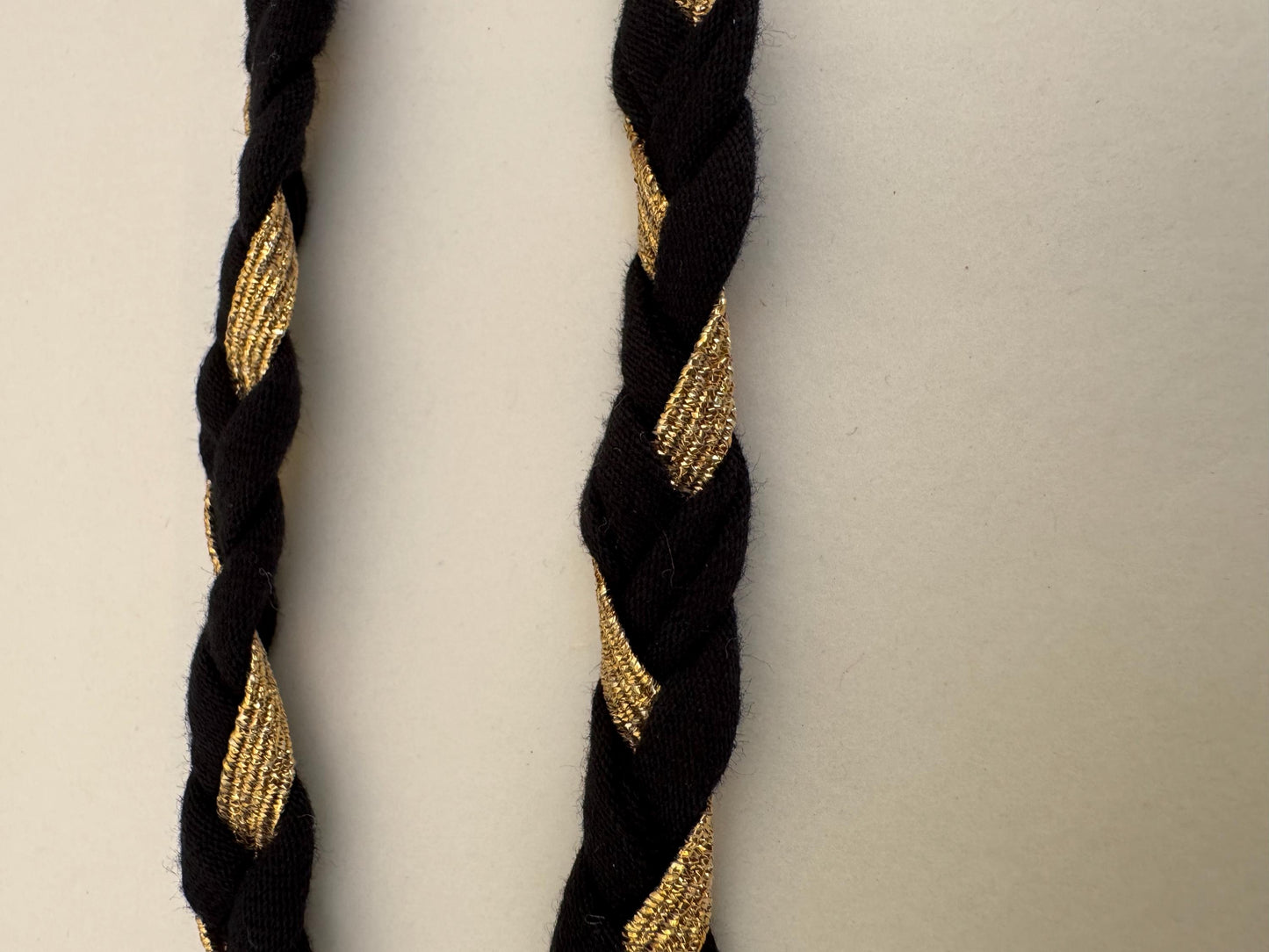 Plaited Black and Gold Lurex Cord, Soft Luxurious Design