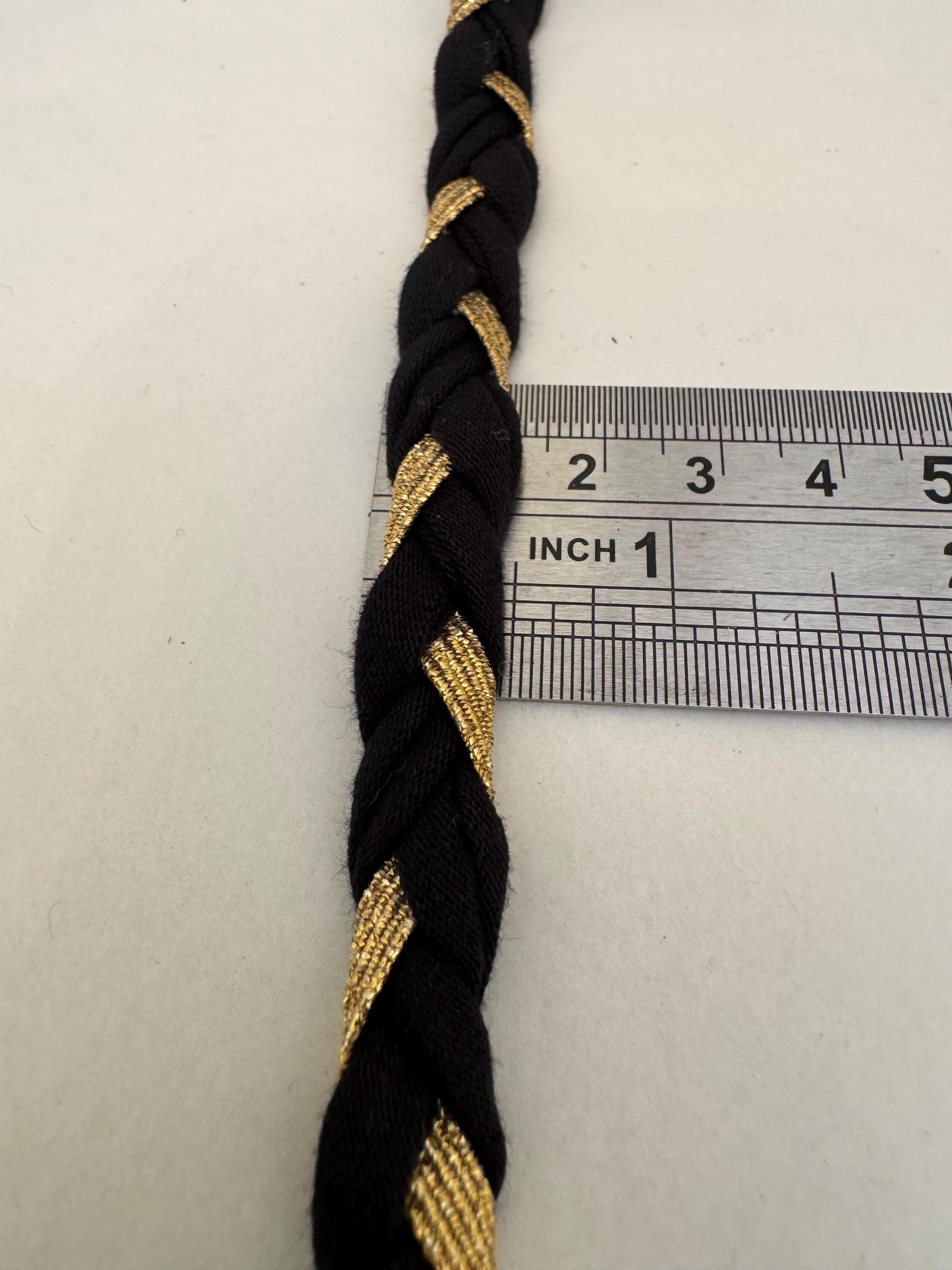 Plaited Black and Gold Lurex Cord, Soft Luxurious Design