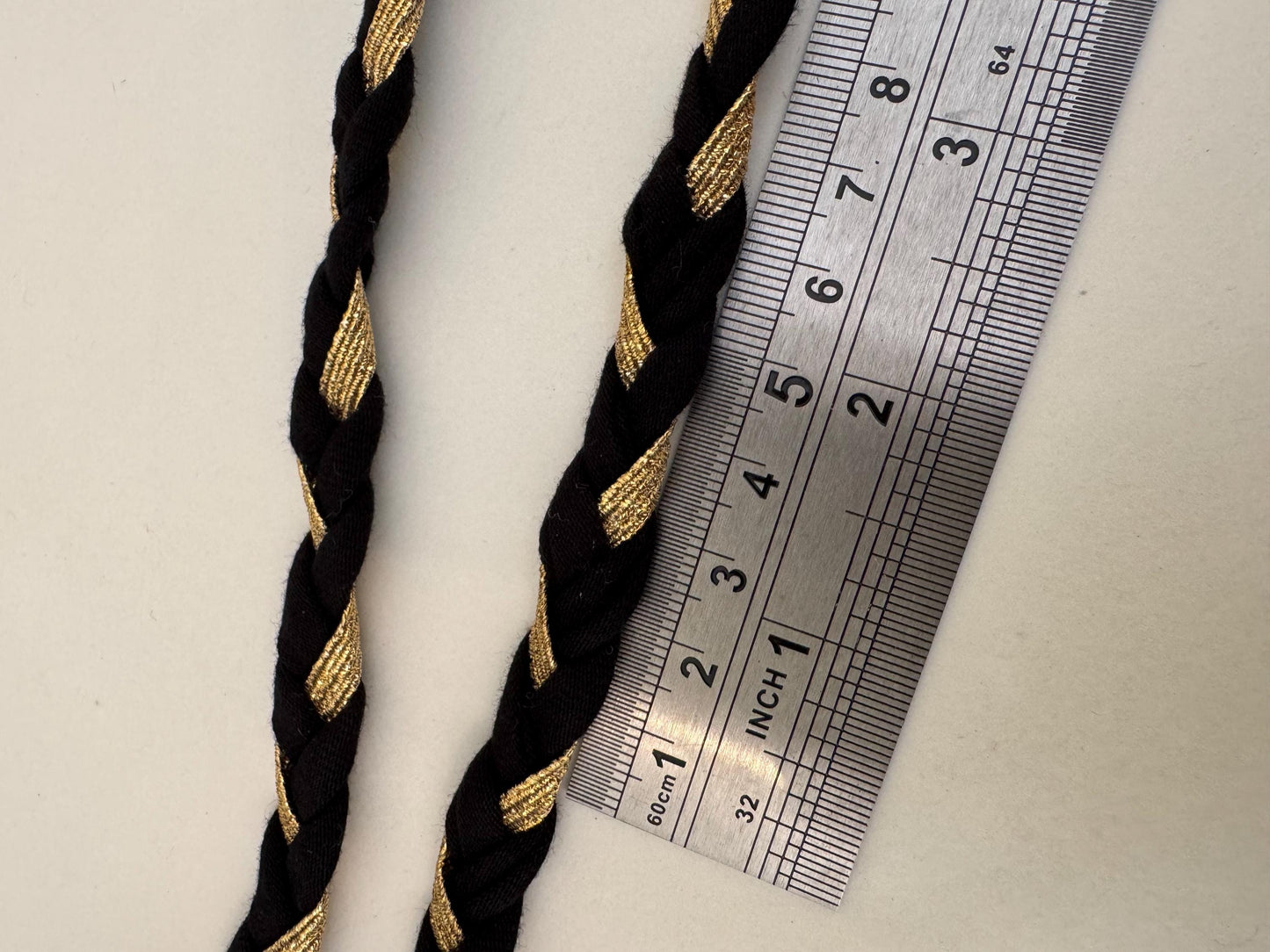 Plaited Black and Gold Lurex Cord, Soft Luxurious Design