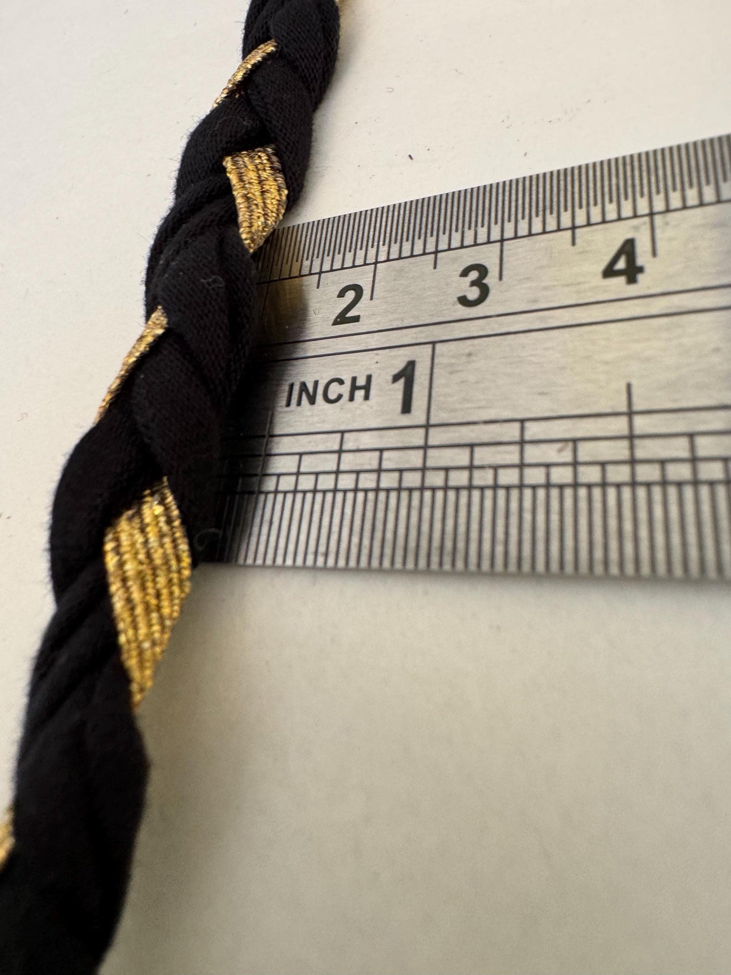 Plaited Black and Gold Lurex Cord, Soft Luxurious Design