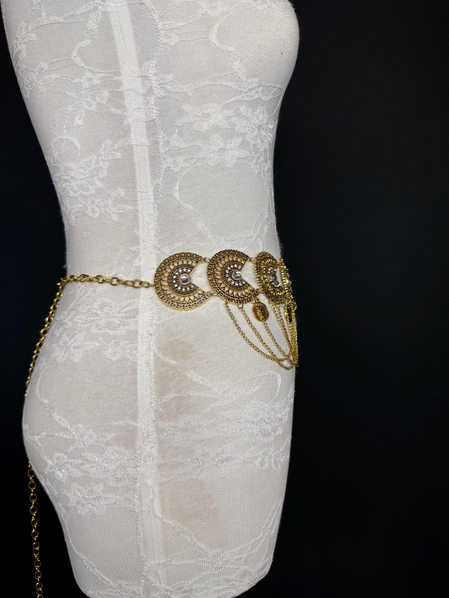 Handmade Antique Gold Disc Belly Chain Belt: Festival Costume Accessory 18-40inch
