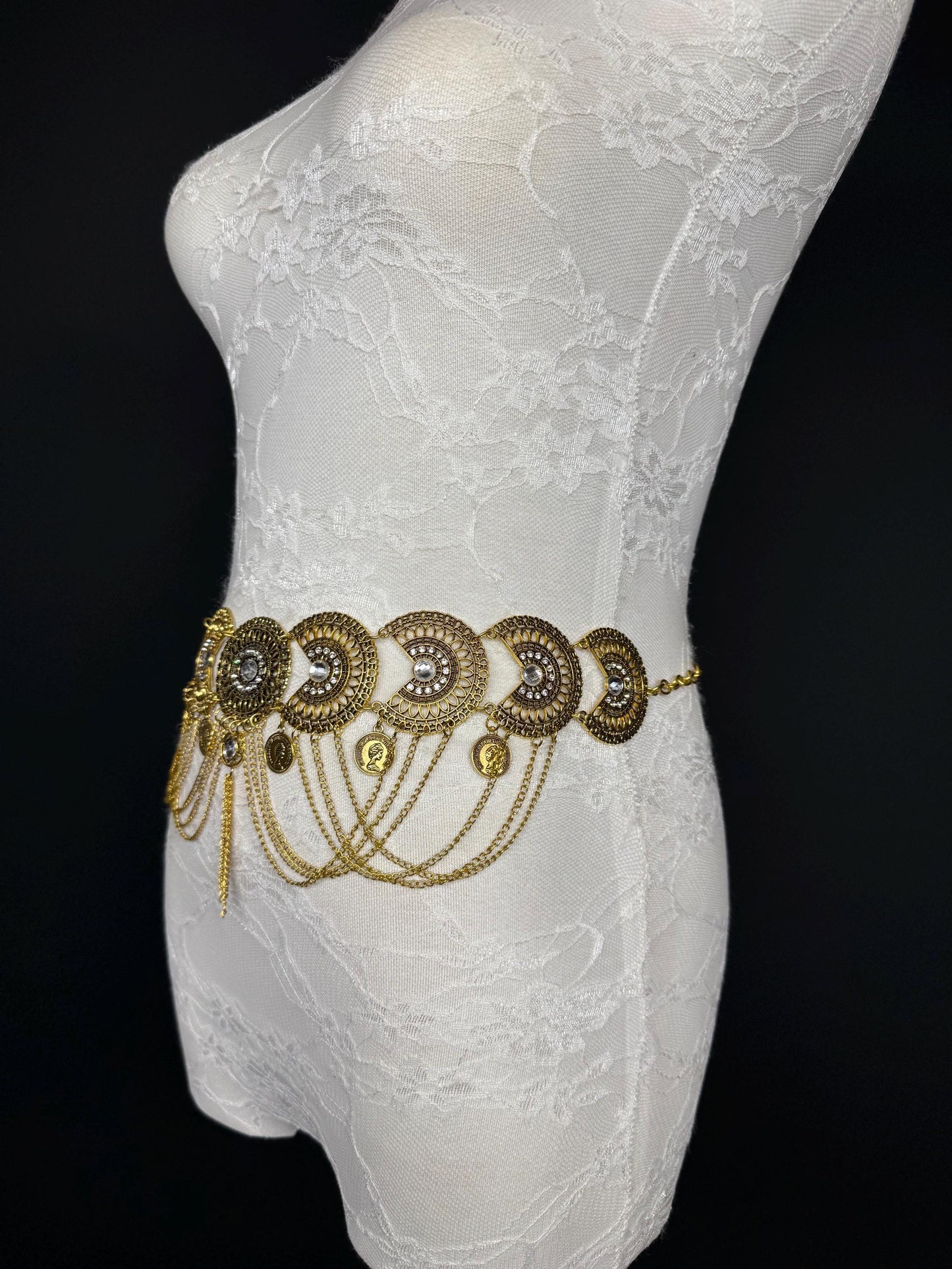 Handmade Antique Gold Disc Belly Chain Belt: Festival Costume Accessory 18-40inch