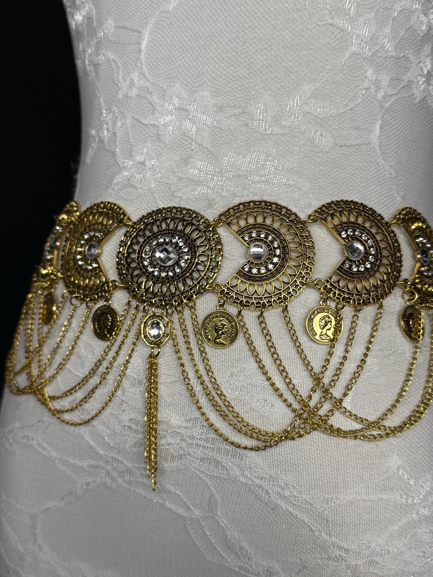 Handmade Antique Gold Disc Belly Chain Belt: Festival Costume Accessory 18-40inch