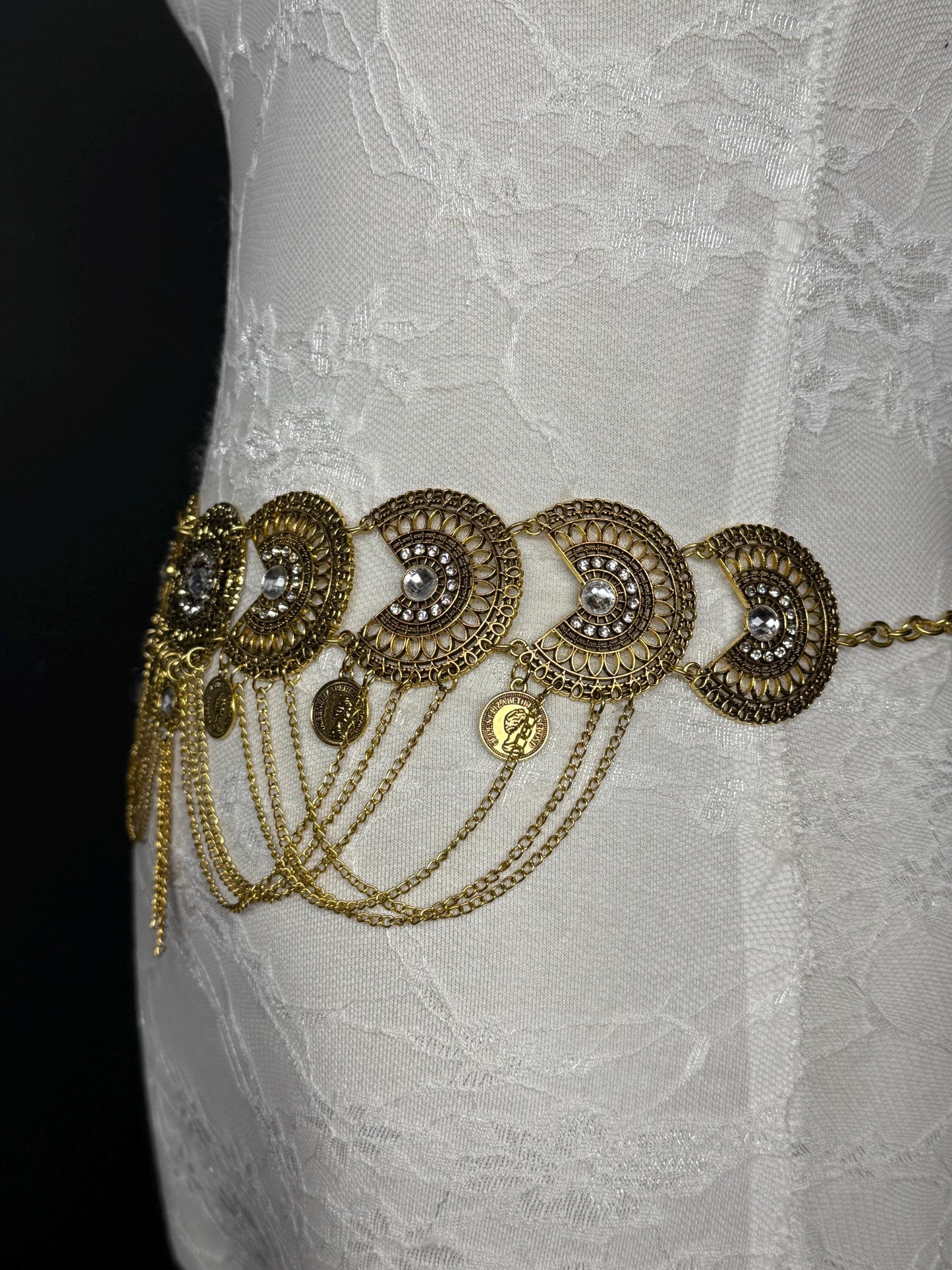 Handmade Antique Gold Disc Belly Chain Belt: Festival Costume Accessory 18-40inch