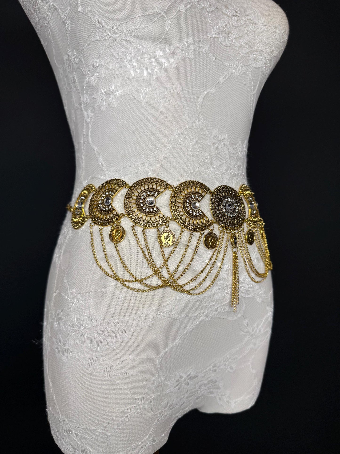 Handmade Antique Gold Disc Belly Chain Belt: Festival Costume Accessory 18-40inch