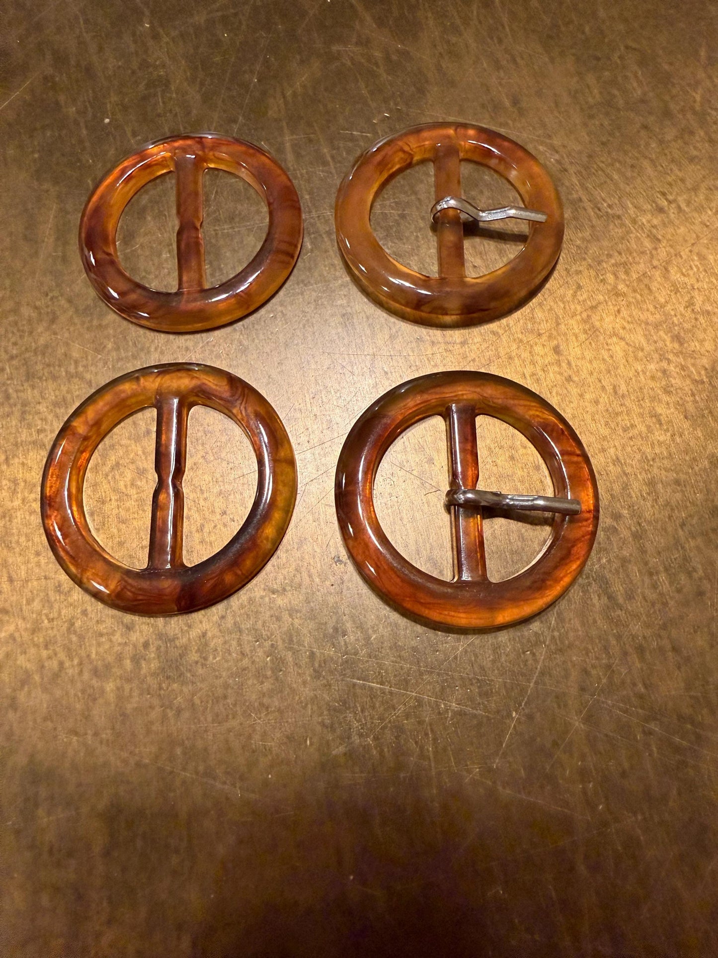 Tortoiseshell Buckle, Round Slider, 4cm Outer Diameter
