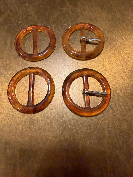 Tortoiseshell Buckle, Round Slider, 4cm Outer Diameter
