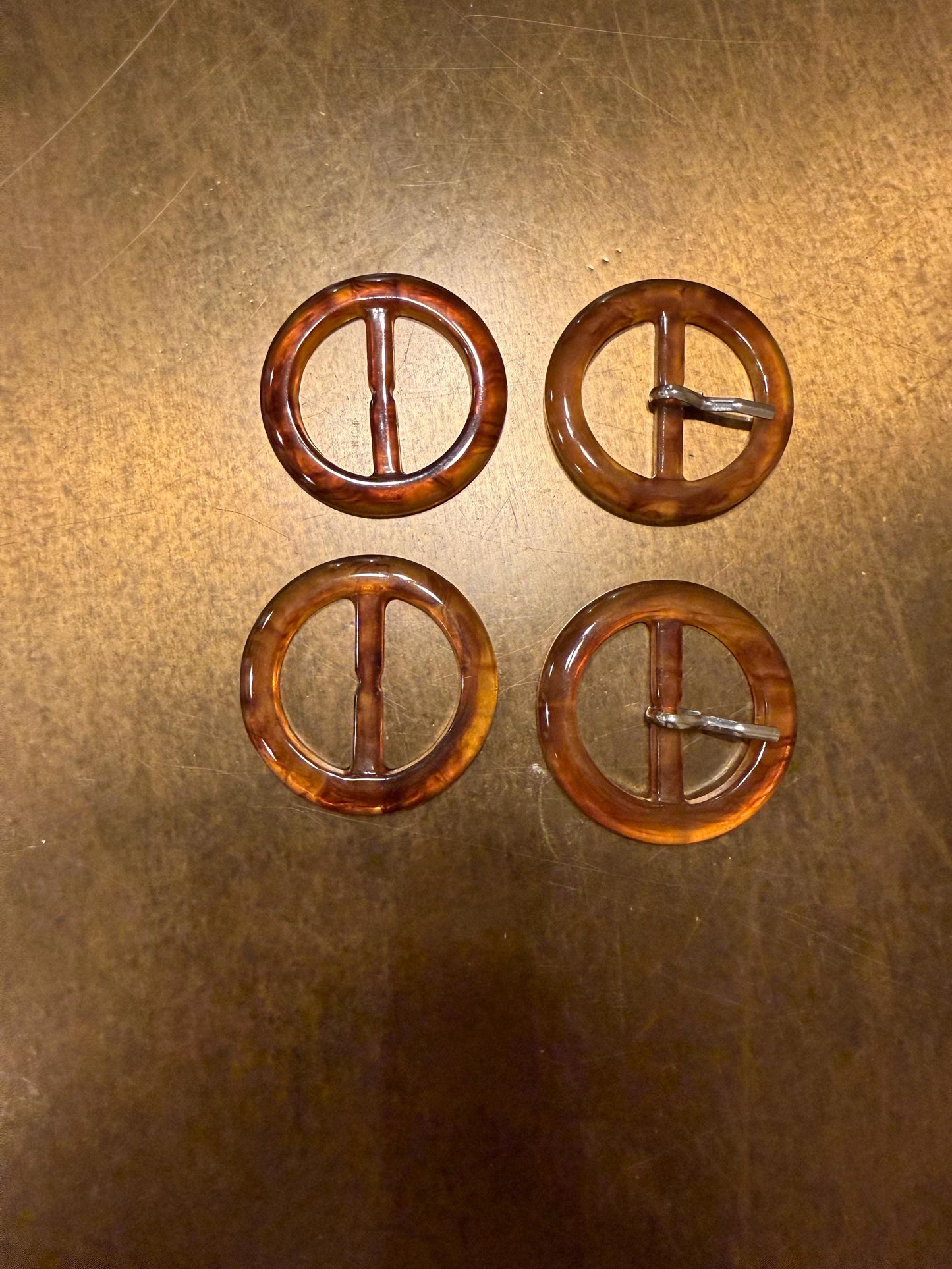 Tortoiseshell Buckle, Round Slider, 4cm Outer Diameter