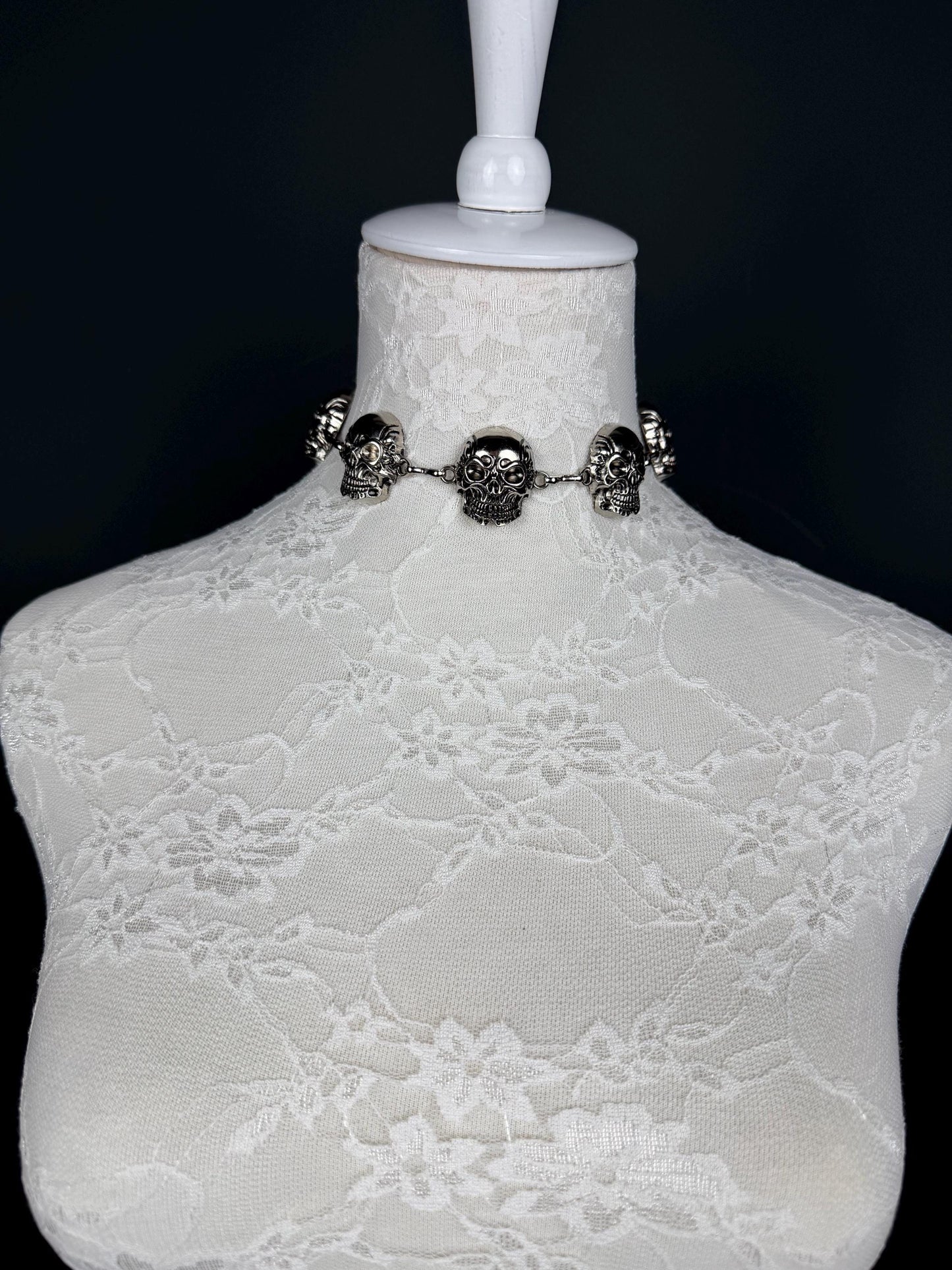 Skull Metal Choker, Choker Necklace, Skull Face Choker, Handmade, Sizes