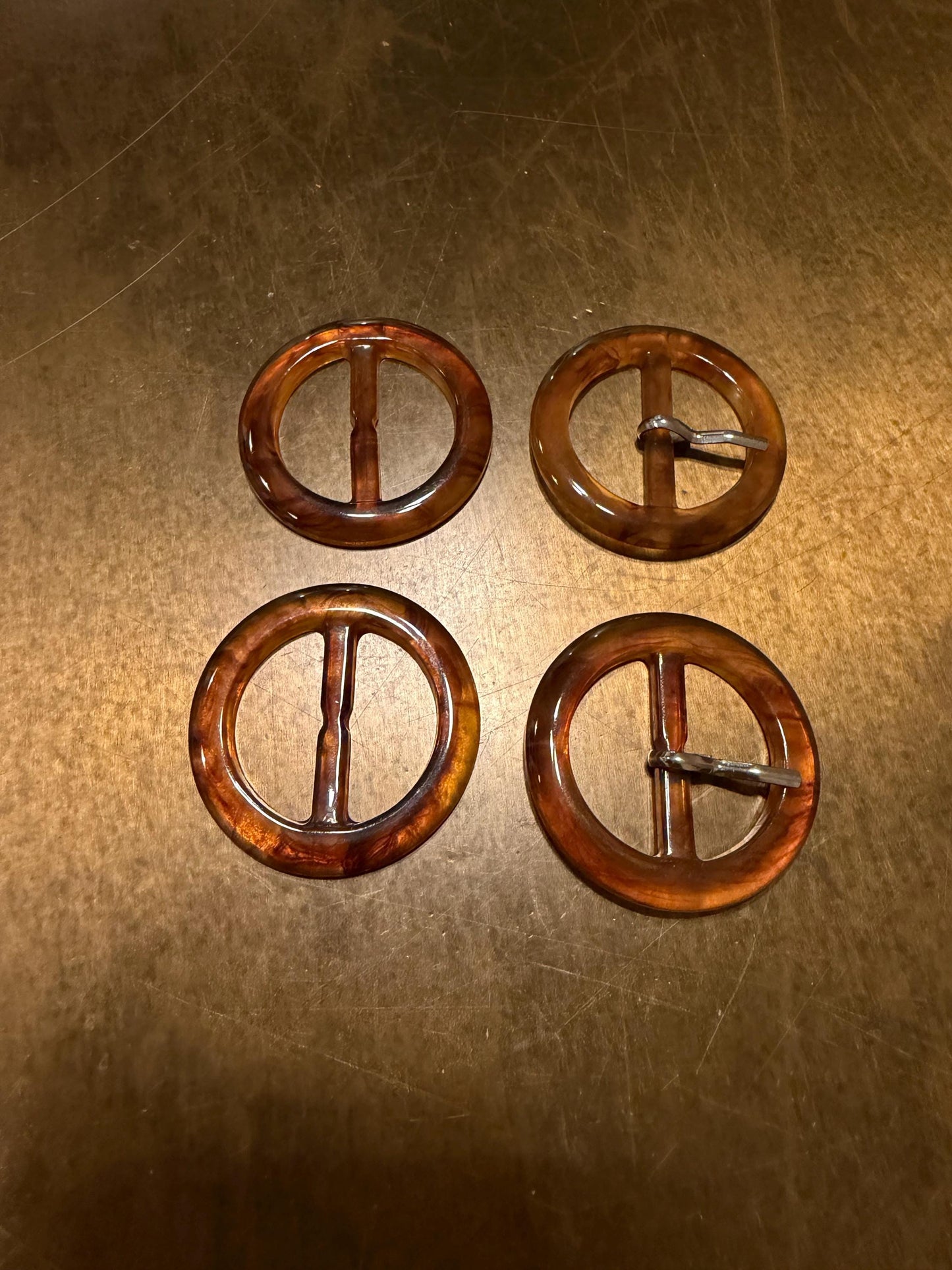 Tortoiseshell Buckle, Round Slider, 4cm Outer Diameter