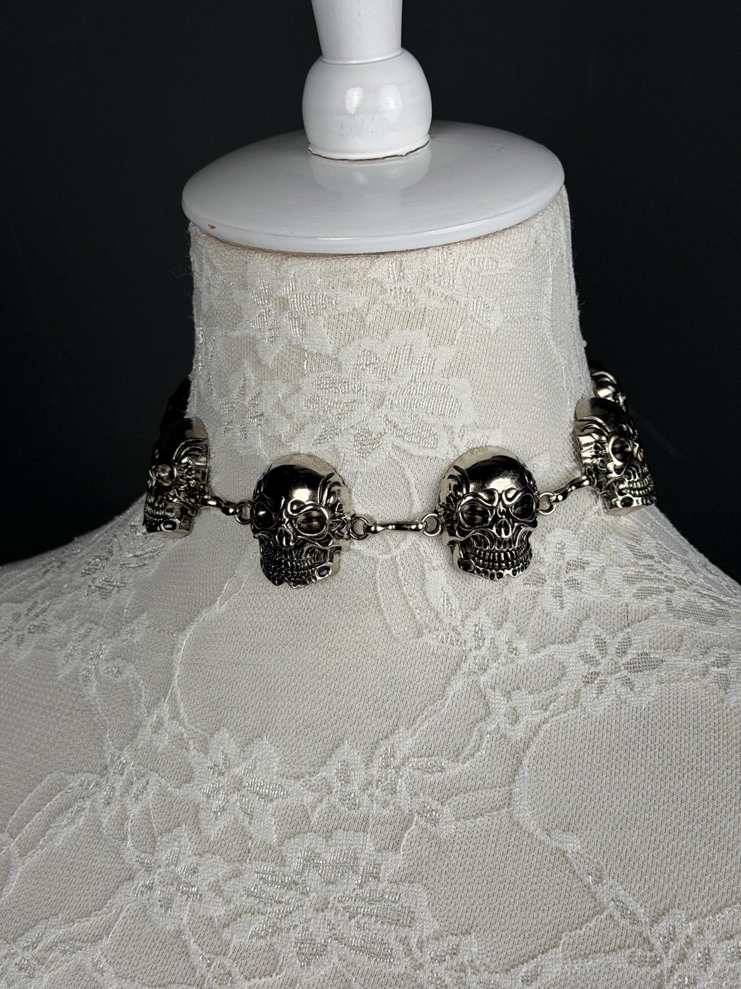 Skull Metal Choker, Choker Necklace, Skull Face Choker, Handmade, Sizes