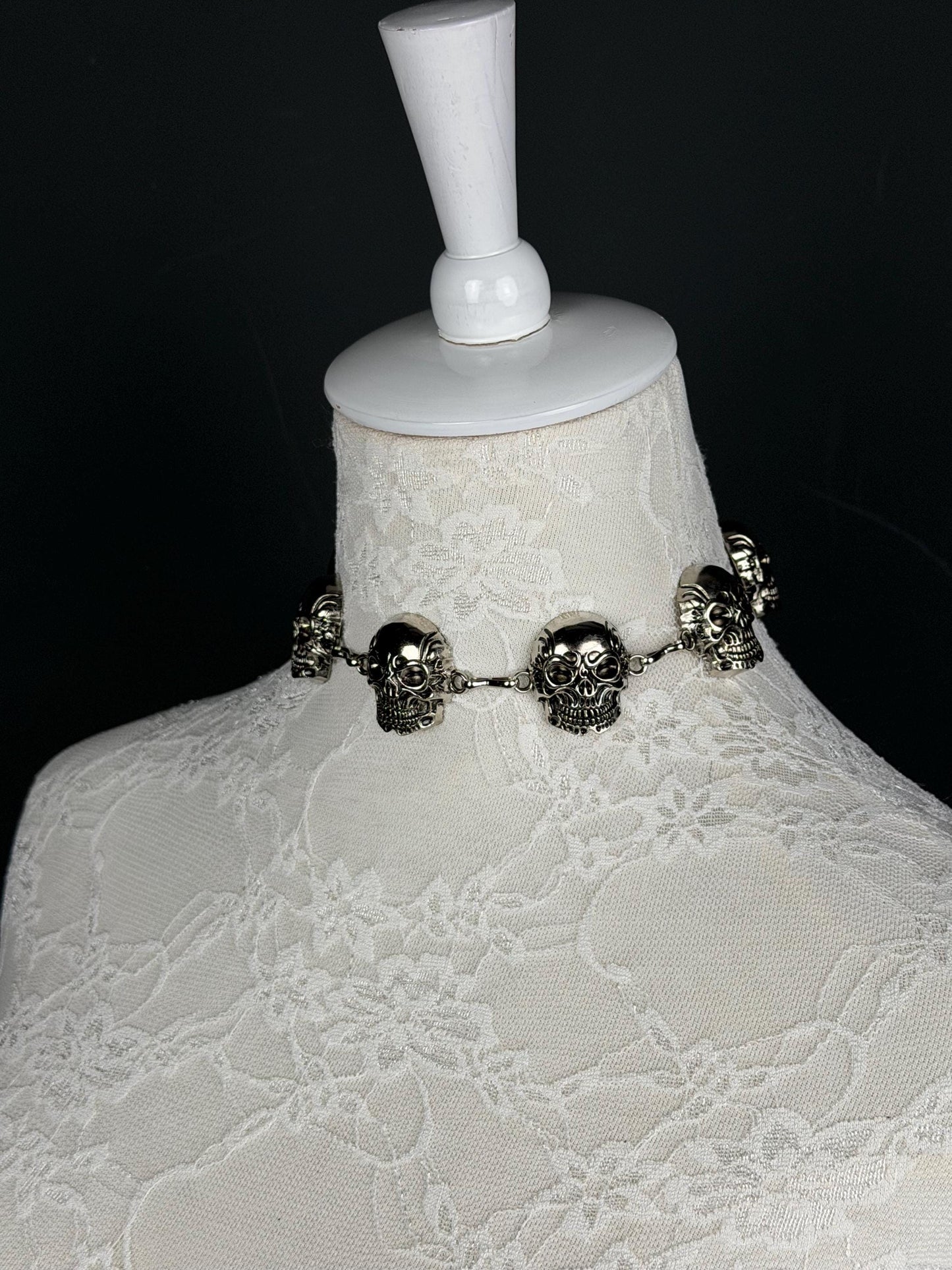 Skull Metal Choker, Choker Necklace, Skull Face Choker, Handmade, Sizes