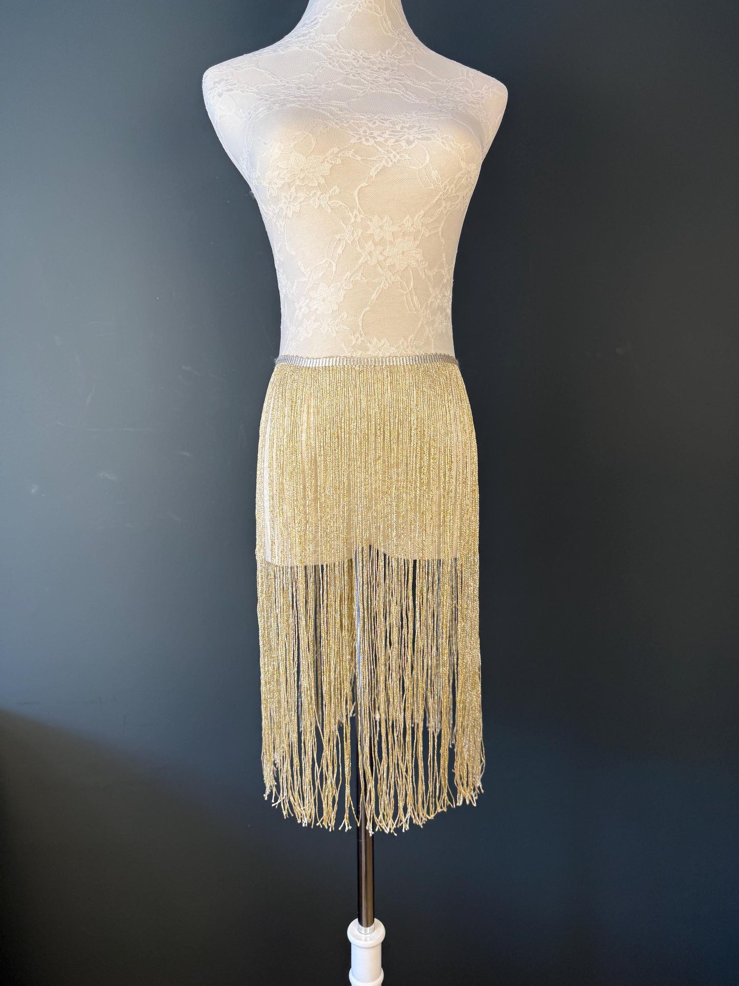 Lurex Fringe Trim 20” Metallic Gold Silver for Costume Dance Dress Sewing