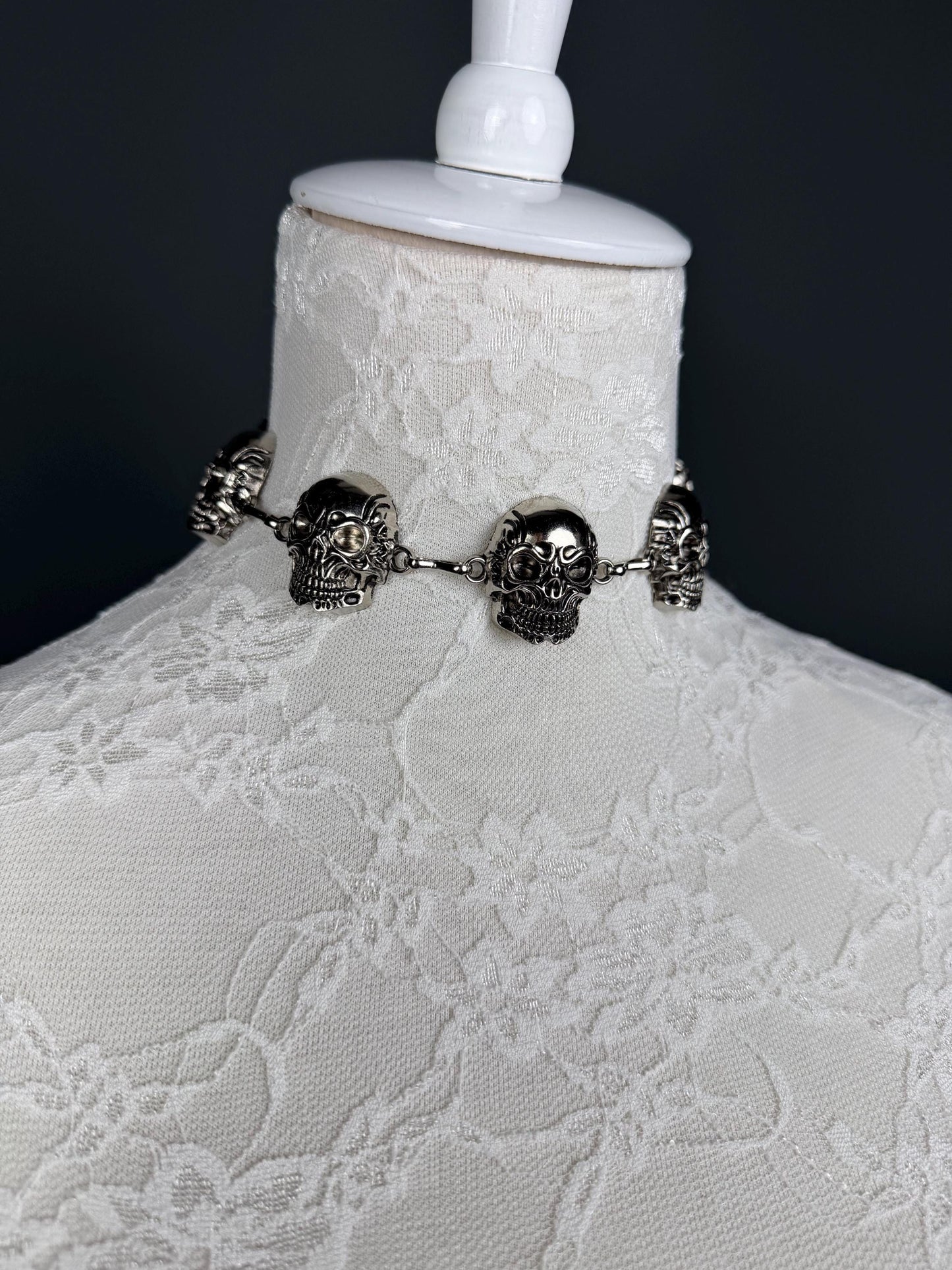 Skull Metal Choker, Choker Necklace, Skull Face Choker, Handmade, Sizes