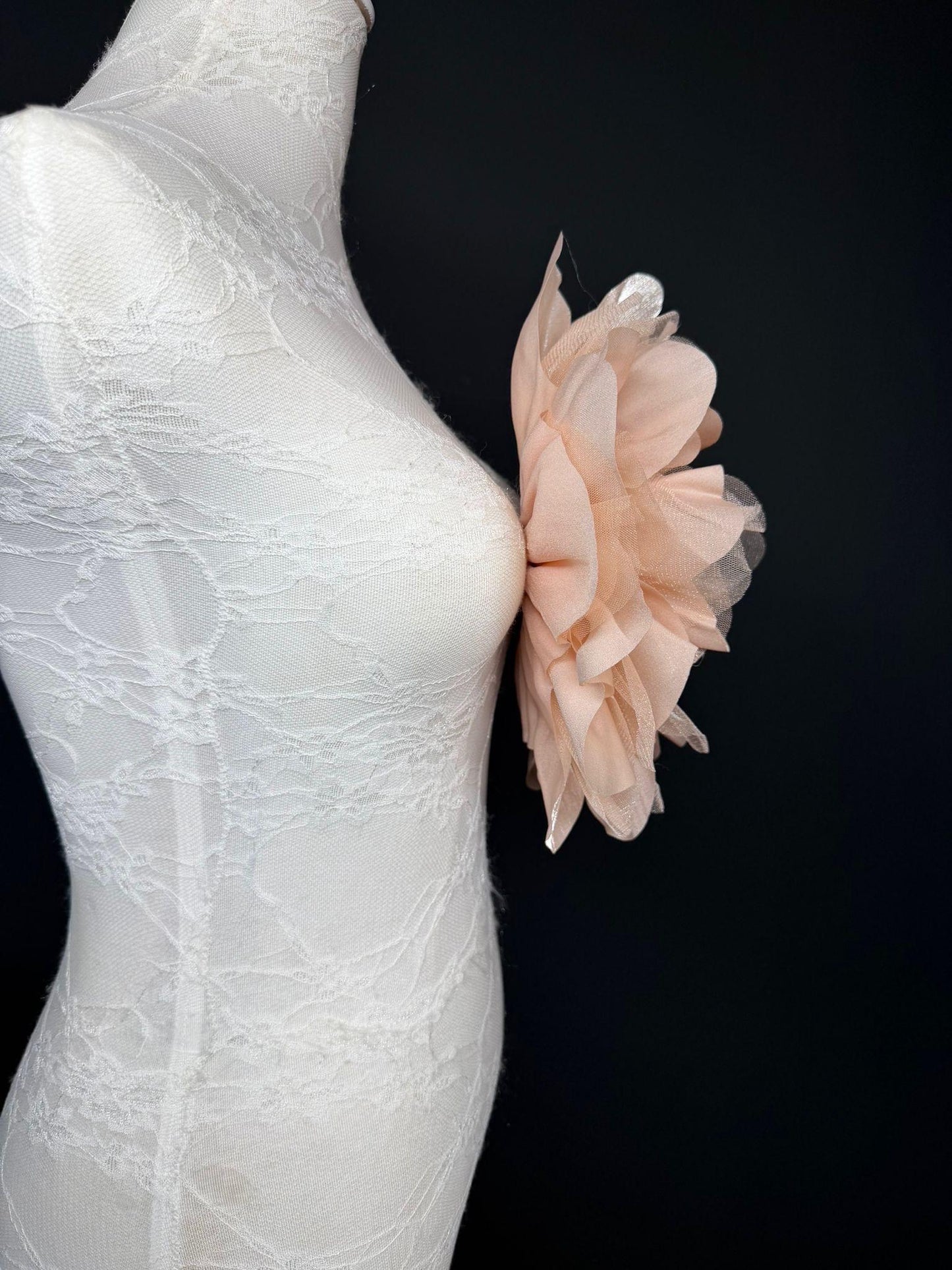 Oversized Large Organza Corsage Flower, Peach, 5 colours, 11”, 27cm