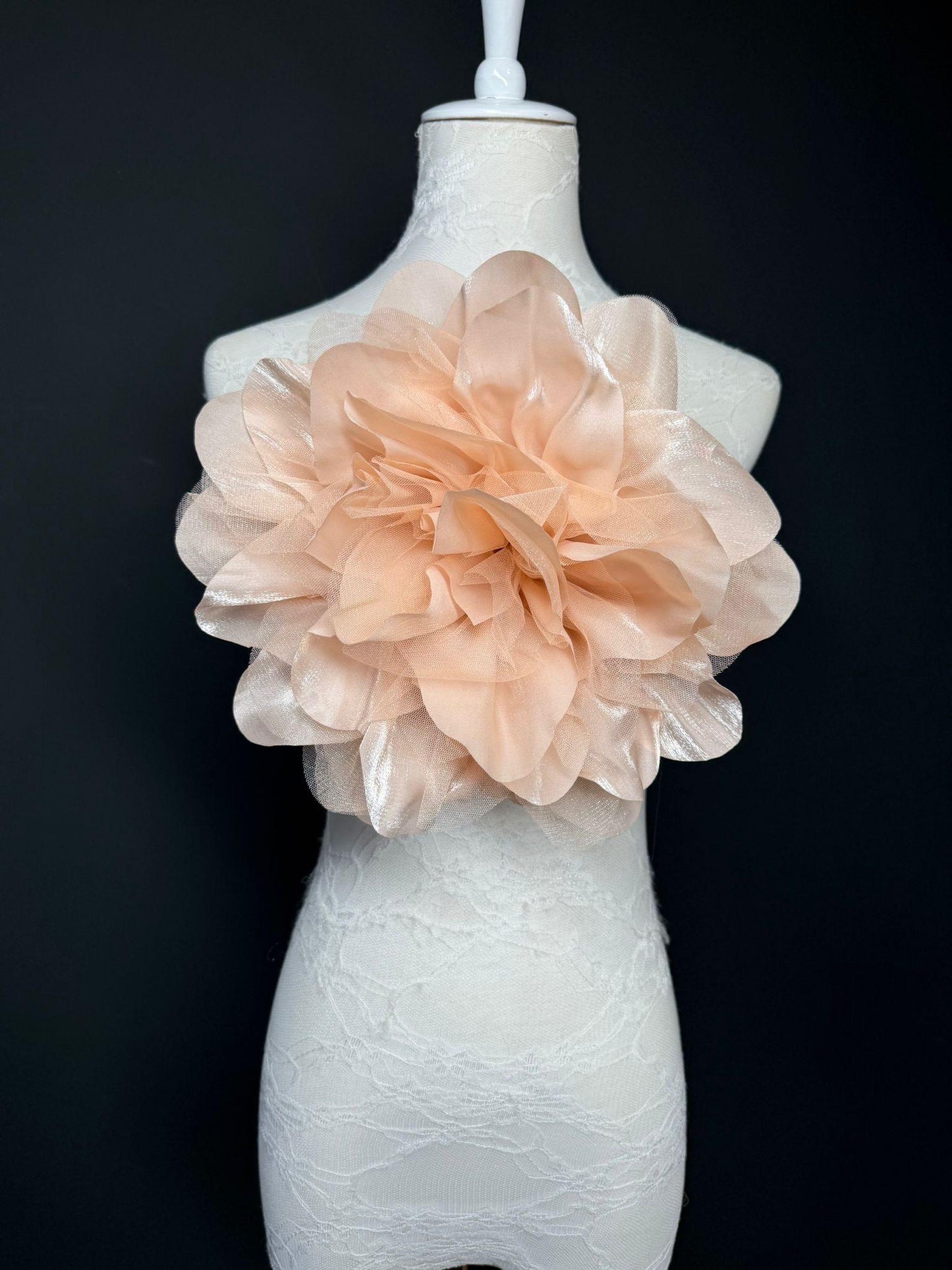 Oversized Large Organza Corsage Flower, Peach, 5 colours, 11”, 27cm