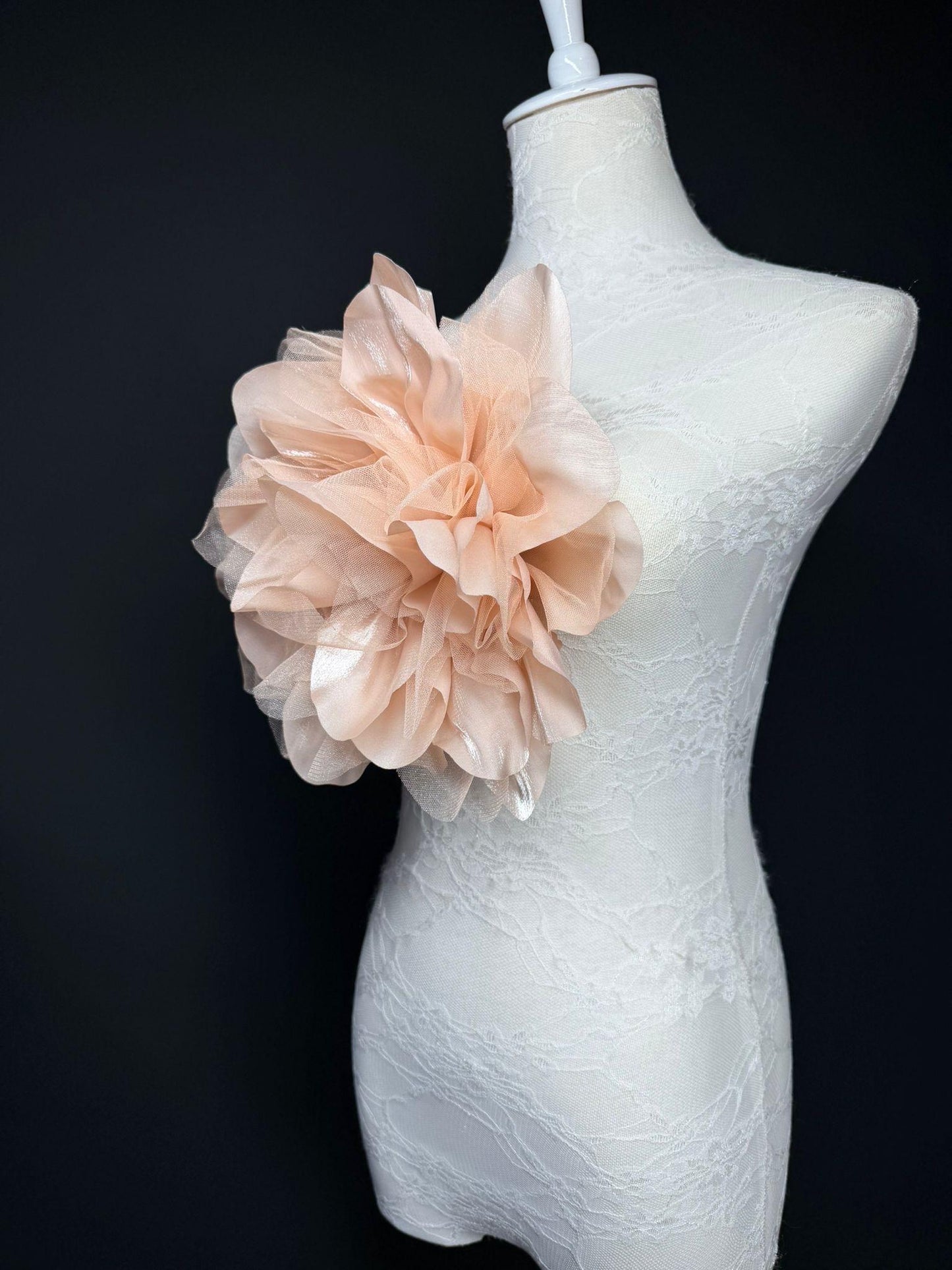 Oversized Large Organza Corsage Flower, Peach, 5 colours, 11”, 27cm