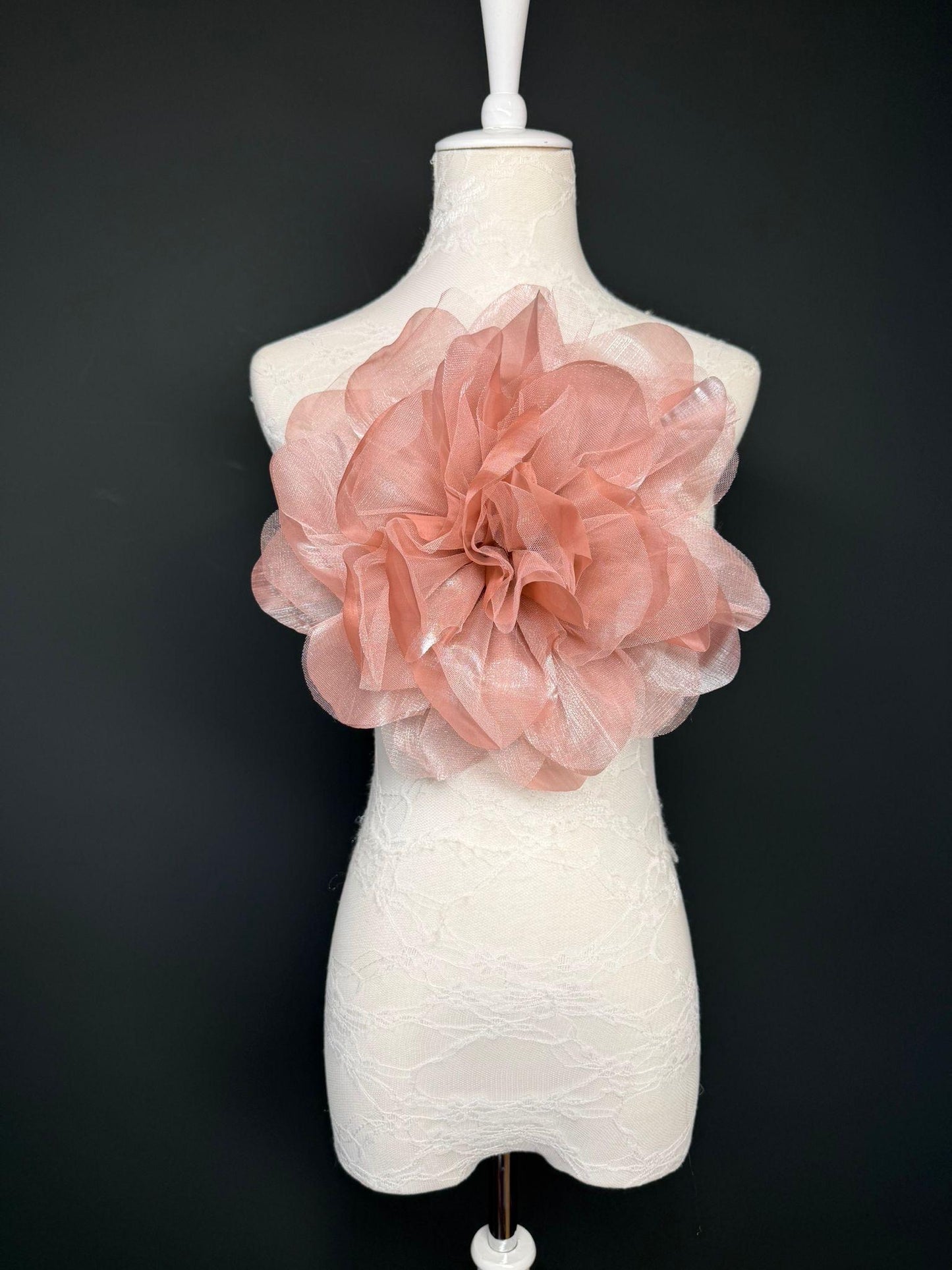 Oversized Large Organza Corsage Flower, Peach, 5 colours, 11”, 27cm