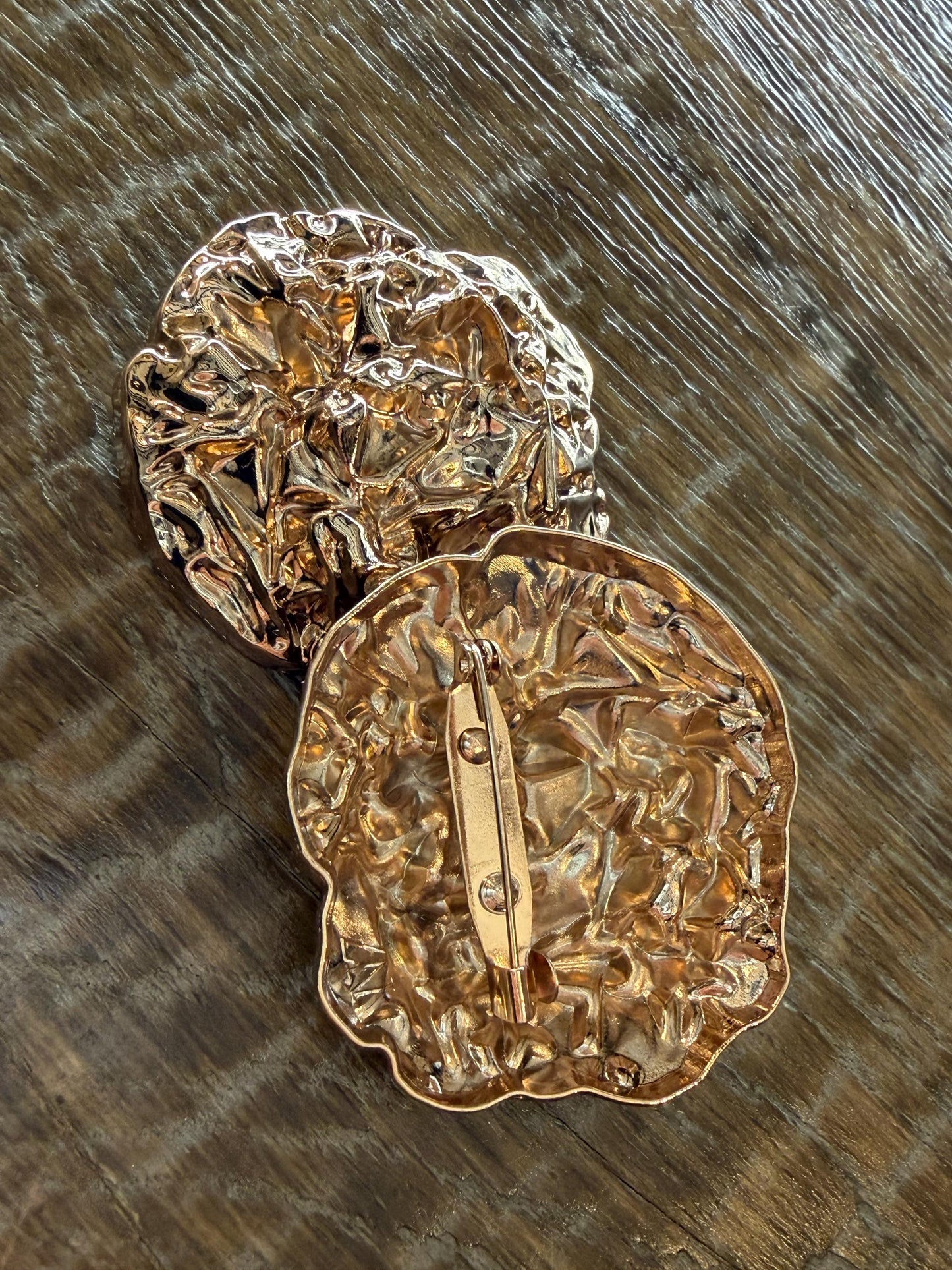Hammered Brooch, 2” Size, Brooch, Gold Brooch, Gold, Distressed Metal Brooch, Gift, Quality Brooch, Unusual Brooch, Gift, Elegant