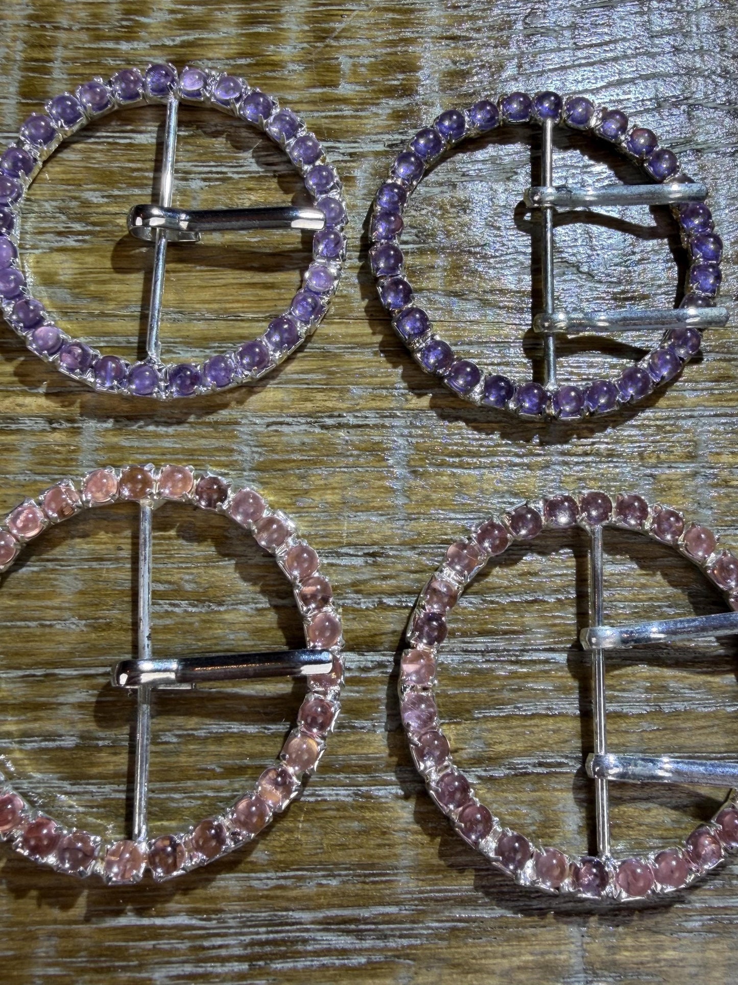 Rhinestone Buckle, Metal Buckles, Red, Lilac, Pink 4.8cm Round, Slider, Prongs, Belt Buckle, Costumes, Couture, Elegant, Fashion, Dance
