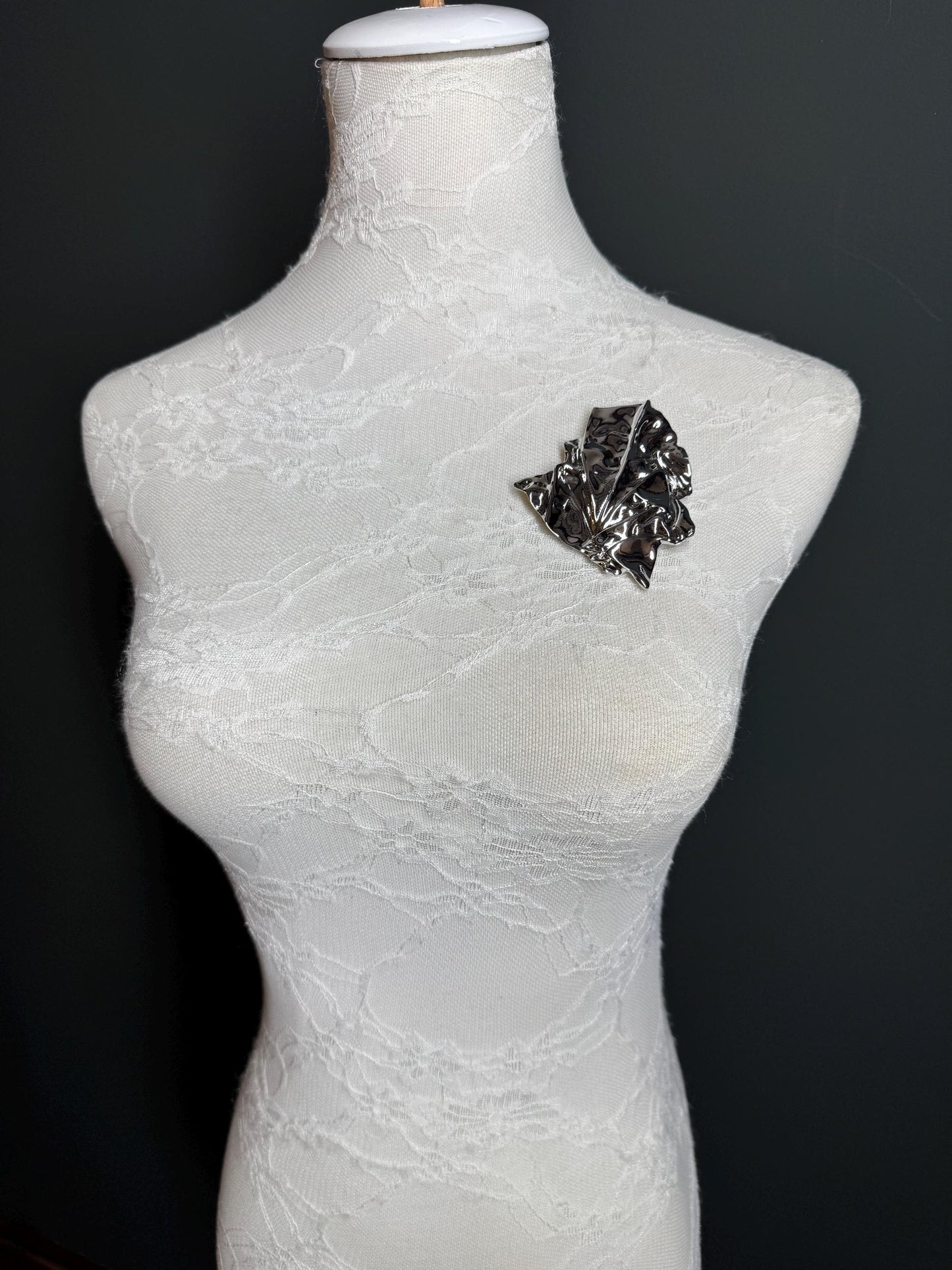 Metal Brooch, Solid Metal Brooch, Pin on, Jewellery, Accessory, 2.5” Wide, Unusual, Gift, FAN Design, Brooches, Silver