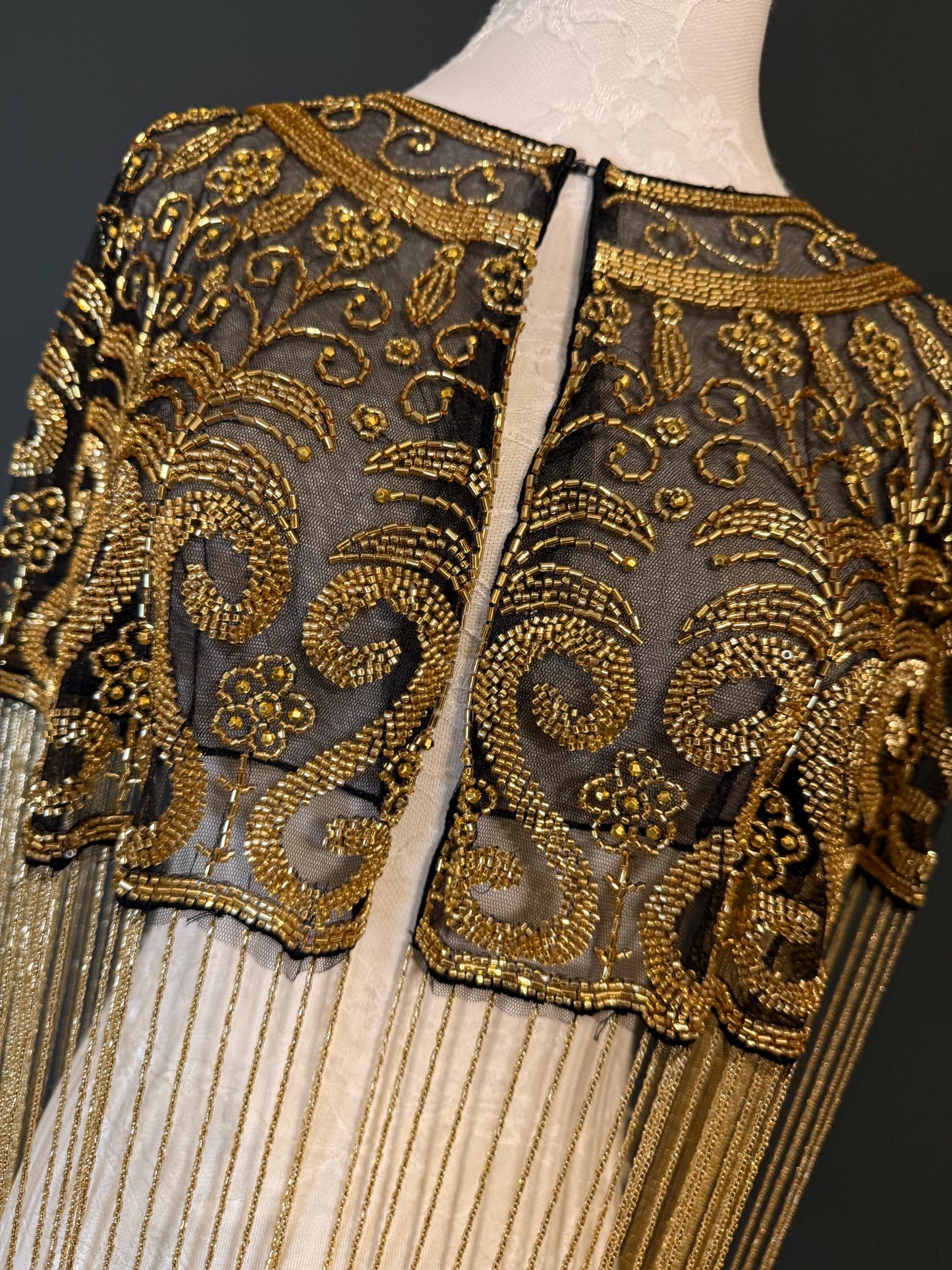 Handmade Beaded Fringe Cape Shawl, Elegant Tassel Capelet