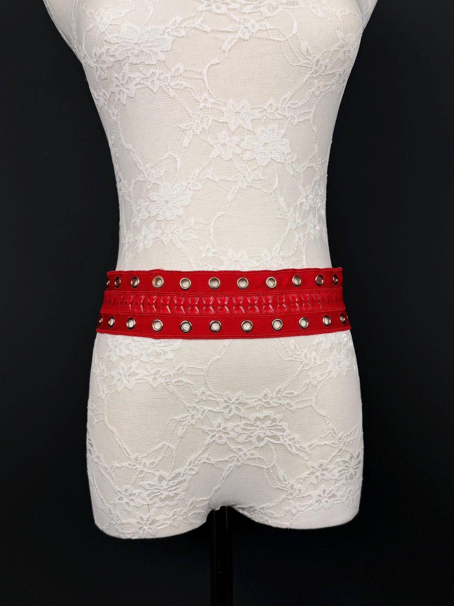 Eyelet Belt, Gold Metal Eyelet Belt, Teen Sizes, Size 18”-60”, Fan Design, Fan Collection, 5 Colours, Red, Ivory, Black, Khaki, Navy