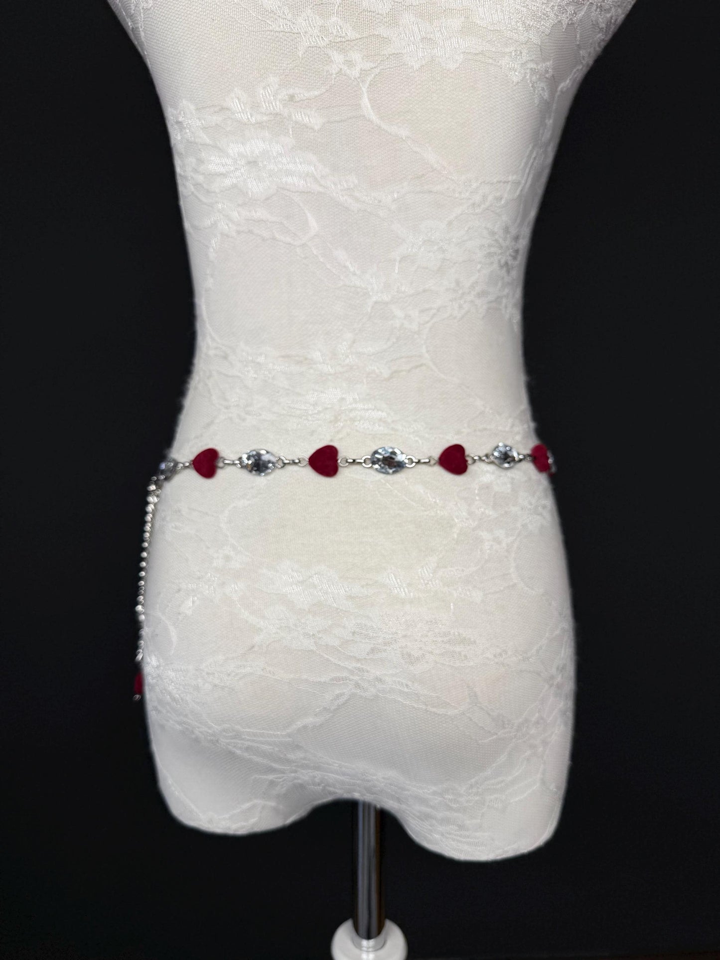 X-long Velvet Heart Jewel Belt, Heart Jewel Belt, Teen Sizes, Size 18”-60”, Fan Design, Fan Collection, Fashion Accessory, Handmade, Gift