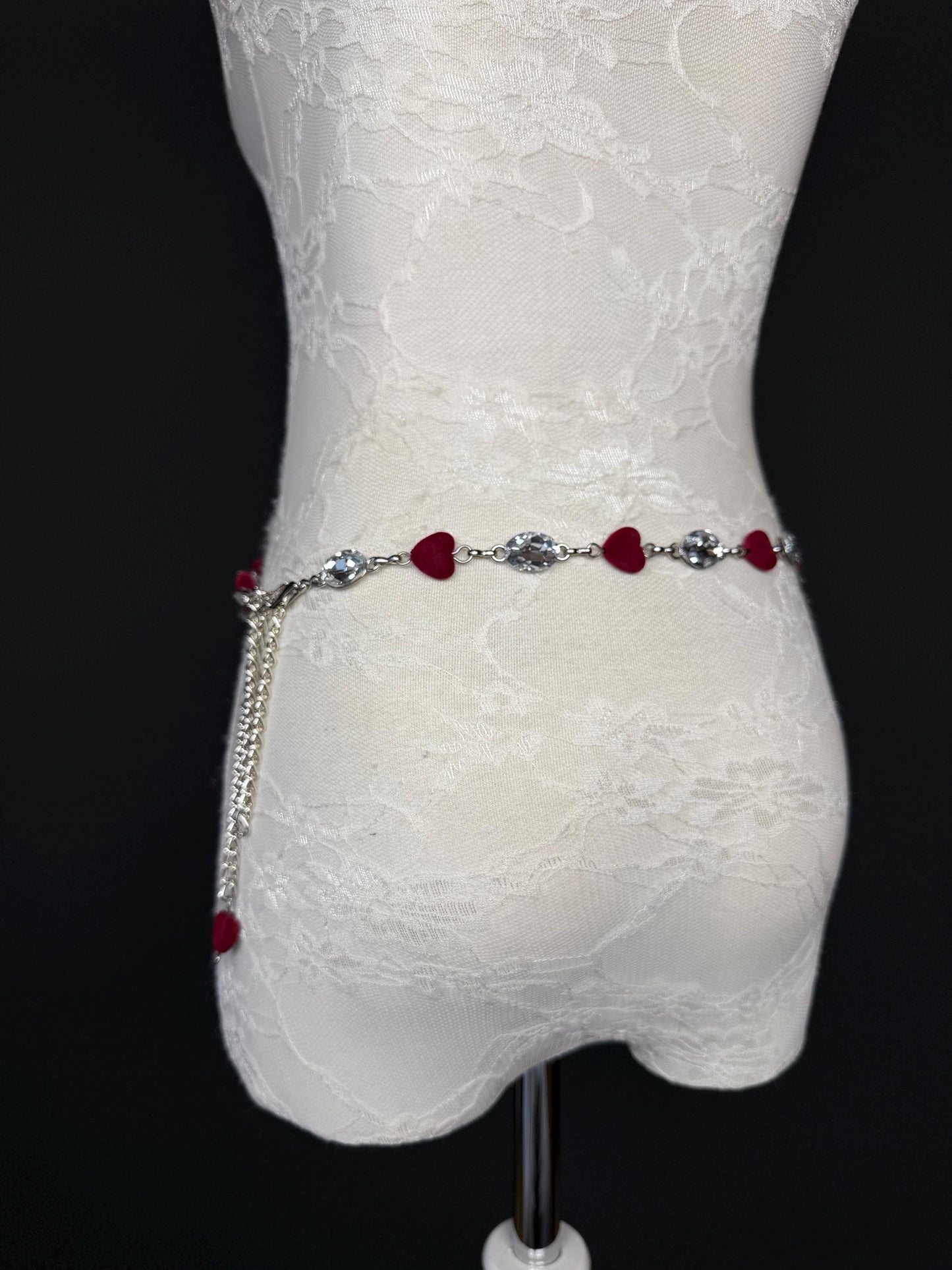 X-long Velvet Heart Jewel Belt, Heart Jewel Belt, Teen Sizes, Size 18”-60”, Fan Design, Fan Collection, Fashion Accessory, Handmade, Gift