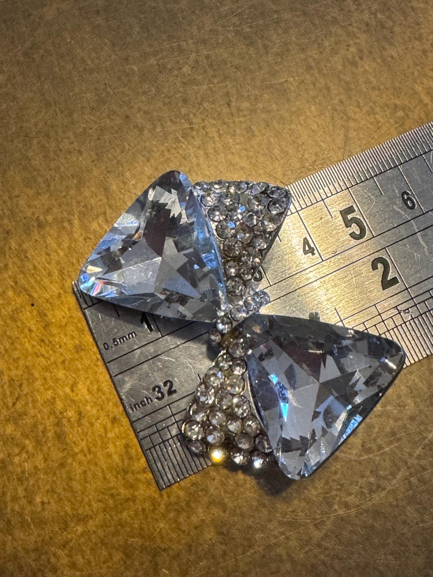 Large Rhinestone Bow Jewel Brooch, Silver Diamanté Brooch, Pin on, Bridal, Wedding, Bling, Jewel, Accessory, 2” Wide, Gift, Bow Brooch