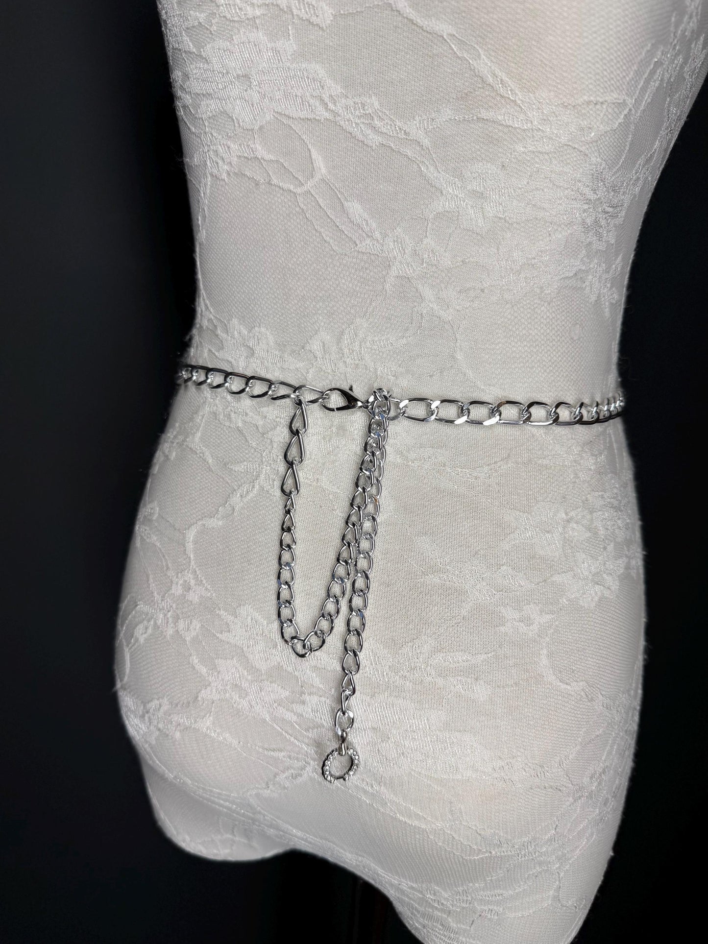X-long Belt, Rhinestone Ring Belt, Silver Metal Rings Belt, Silver, Chain Belt, Fashion Belt, Belt, Teen Sizes, 18”-60” sizes, FAN Design