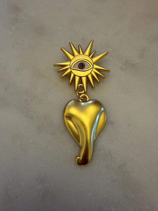 Brooch, Eye Brooch, Pin on Gold, 8.5cm x 4cm