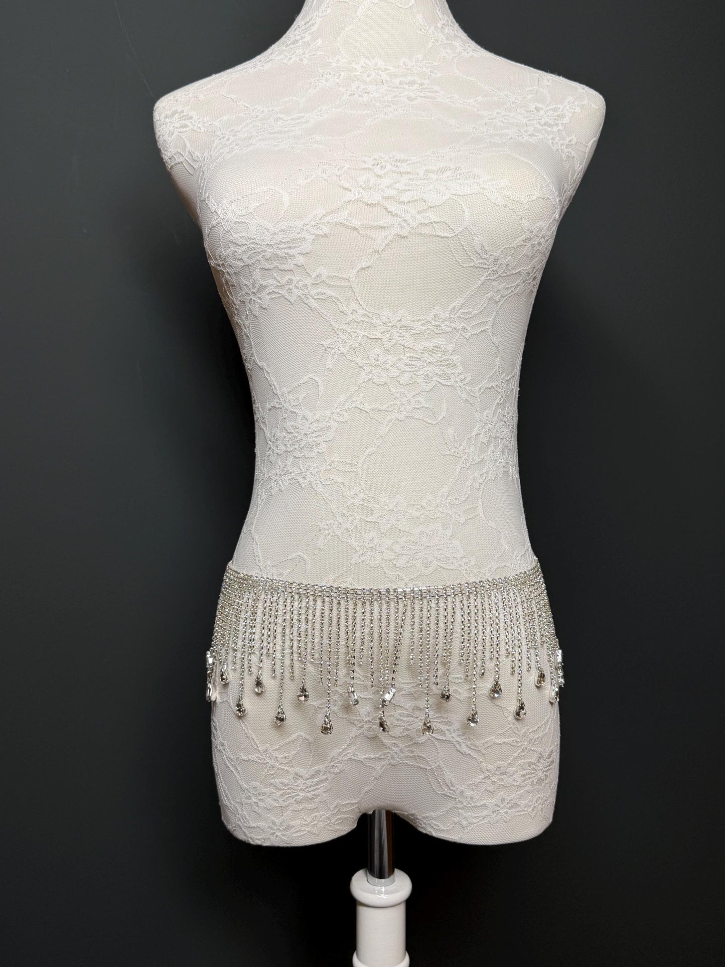 Belt Fringe Rhinetone, Teen Sizes, Size 18”-60”, Fan Design, Silver Jewel Metal belt, Fashion Accessory, Elegant, Festival