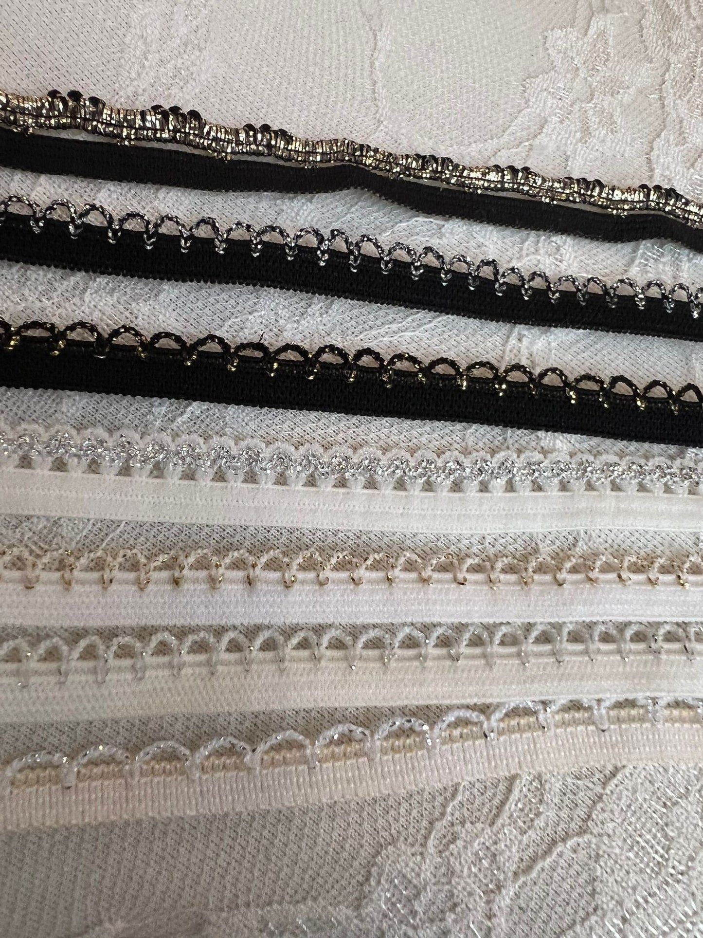 Lurex Picot Edge Elastic Trim, 11mm Scallop Lingerie Band