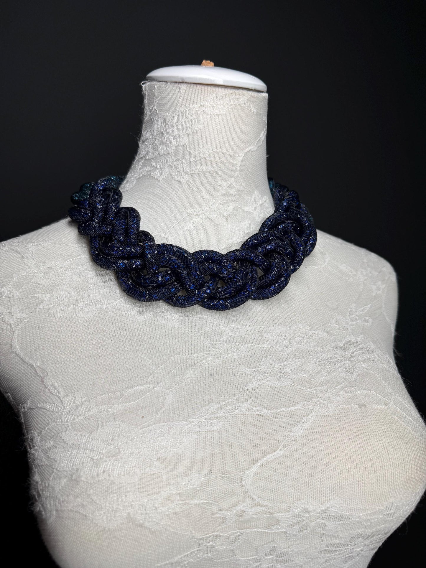 Stunning Elegant Necklace, Fashionable Necklace, Gift, Festival, Holiday, Elegant Necklace, FAN Accessory, Navy, Crystal Beads