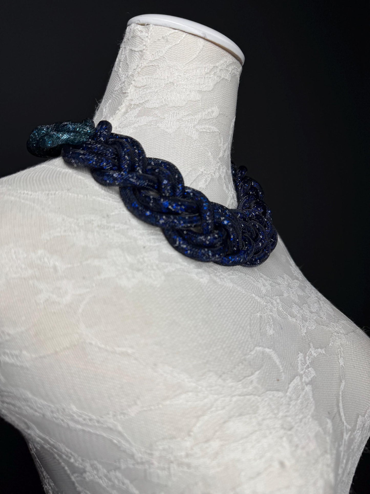 Stunning Elegant Necklace, Fashionable Necklace, Gift, Festival, Holiday, Elegant Necklace, FAN Accessory, Navy, Crystal Beads