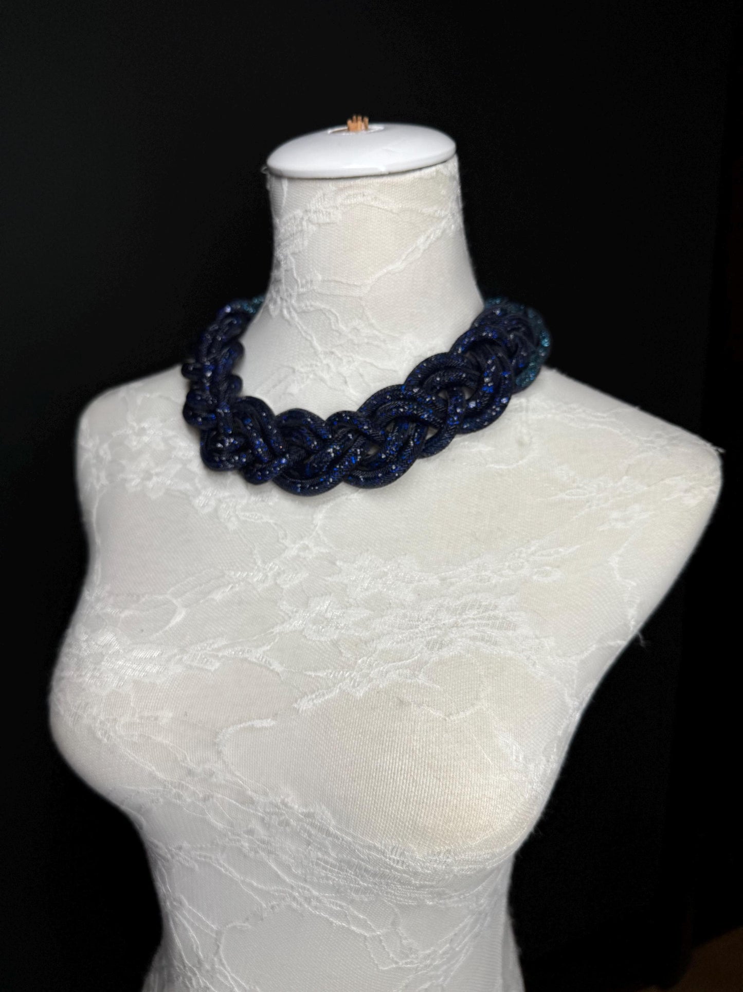 Stunning Elegant Necklace, Fashionable Necklace, Gift, Festival, Holiday, Elegant Necklace, FAN Accessory, Navy, Crystal Beads