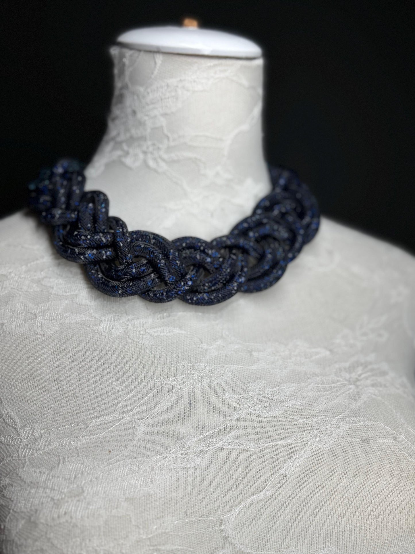 Stunning Elegant Necklace, Fashionable Necklace, Gift, Festival, Holiday, Elegant Necklace, FAN Accessory, Navy, Crystal Beads