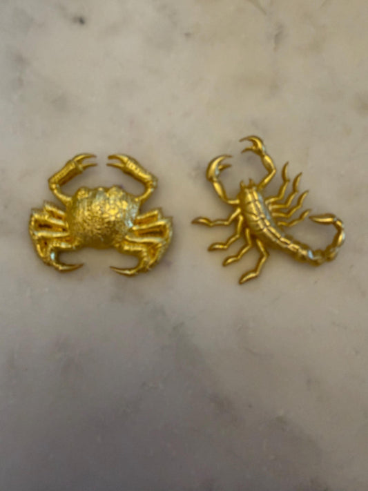 Brooch, Pin on Gold, Elegant Brooch, Gold Brooch, Scorpion, Crab, Brooch