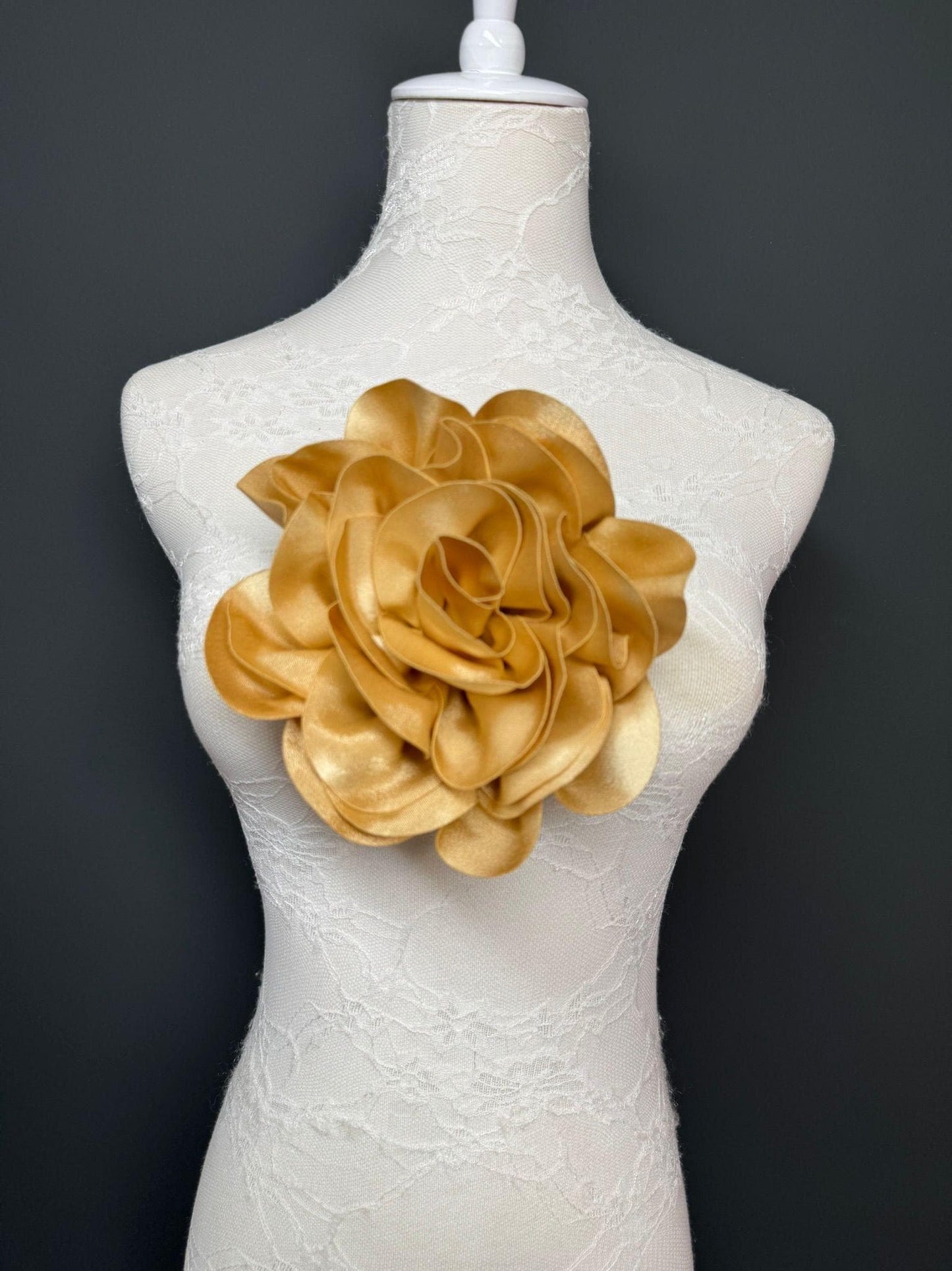 Large Handmade Satin Flower Corsage, Bridal Pin, 8 Inch