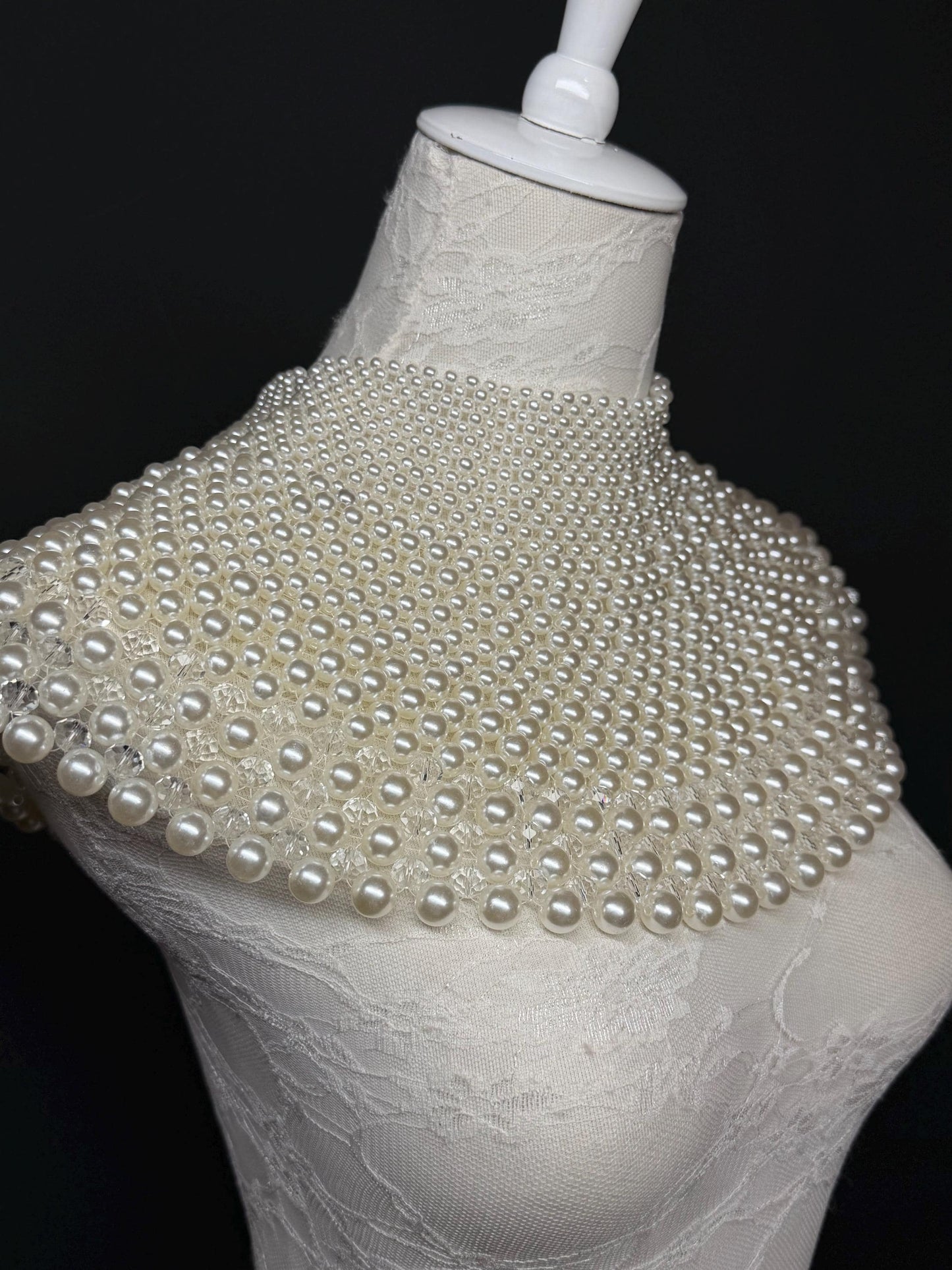 Vintage Style Pearl Shoulder Necklace, Elegant Statement Jewelry