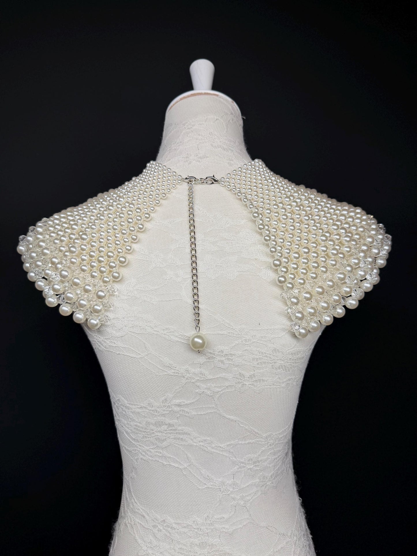 Vintage Style Pearl Shoulder Necklace, Elegant Statement Jewelry