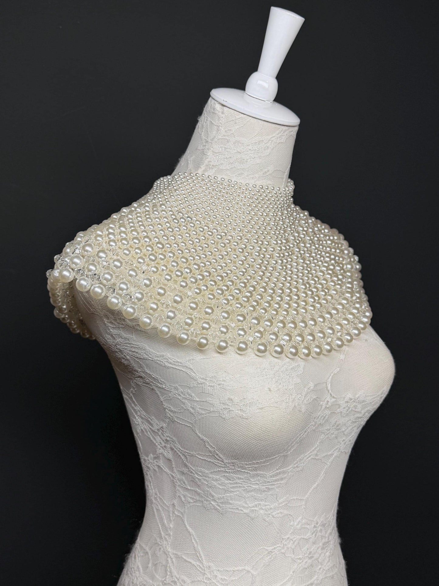 Vintage Style Pearl Shoulder Necklace, Elegant Statement Jewelry