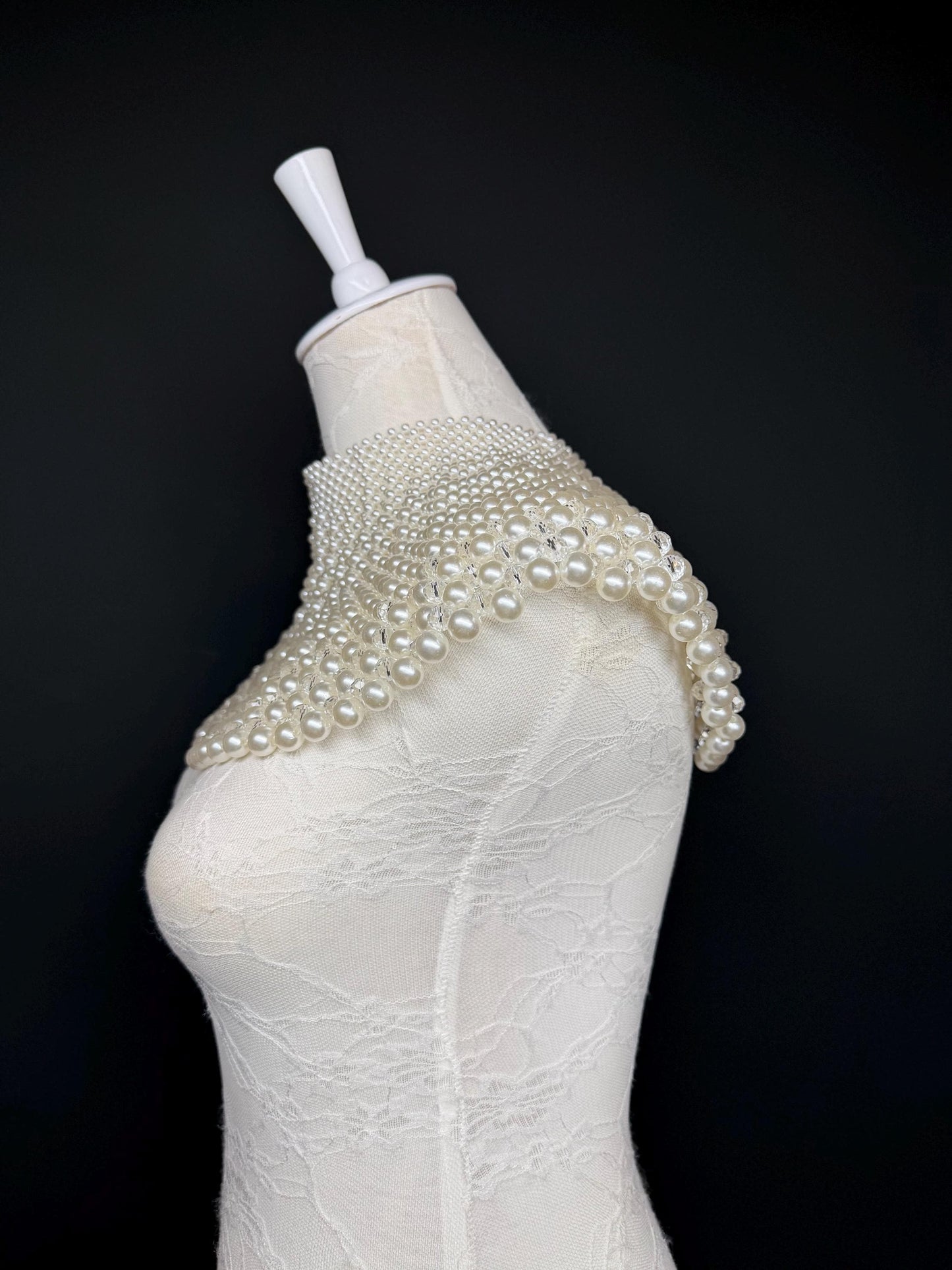 Vintage Style Pearl Shoulder Necklace, Elegant Statement Jewelry