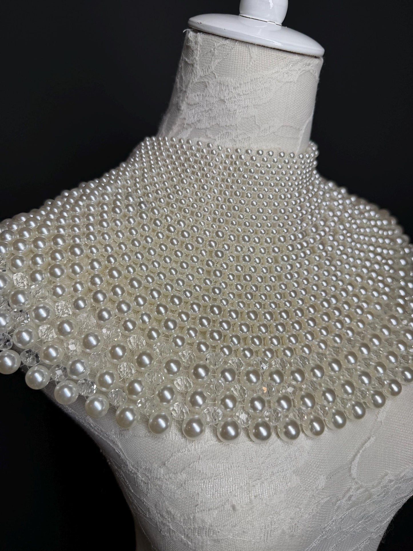 Vintage Style Pearl Shoulder Necklace, Elegant Statement Jewelry
