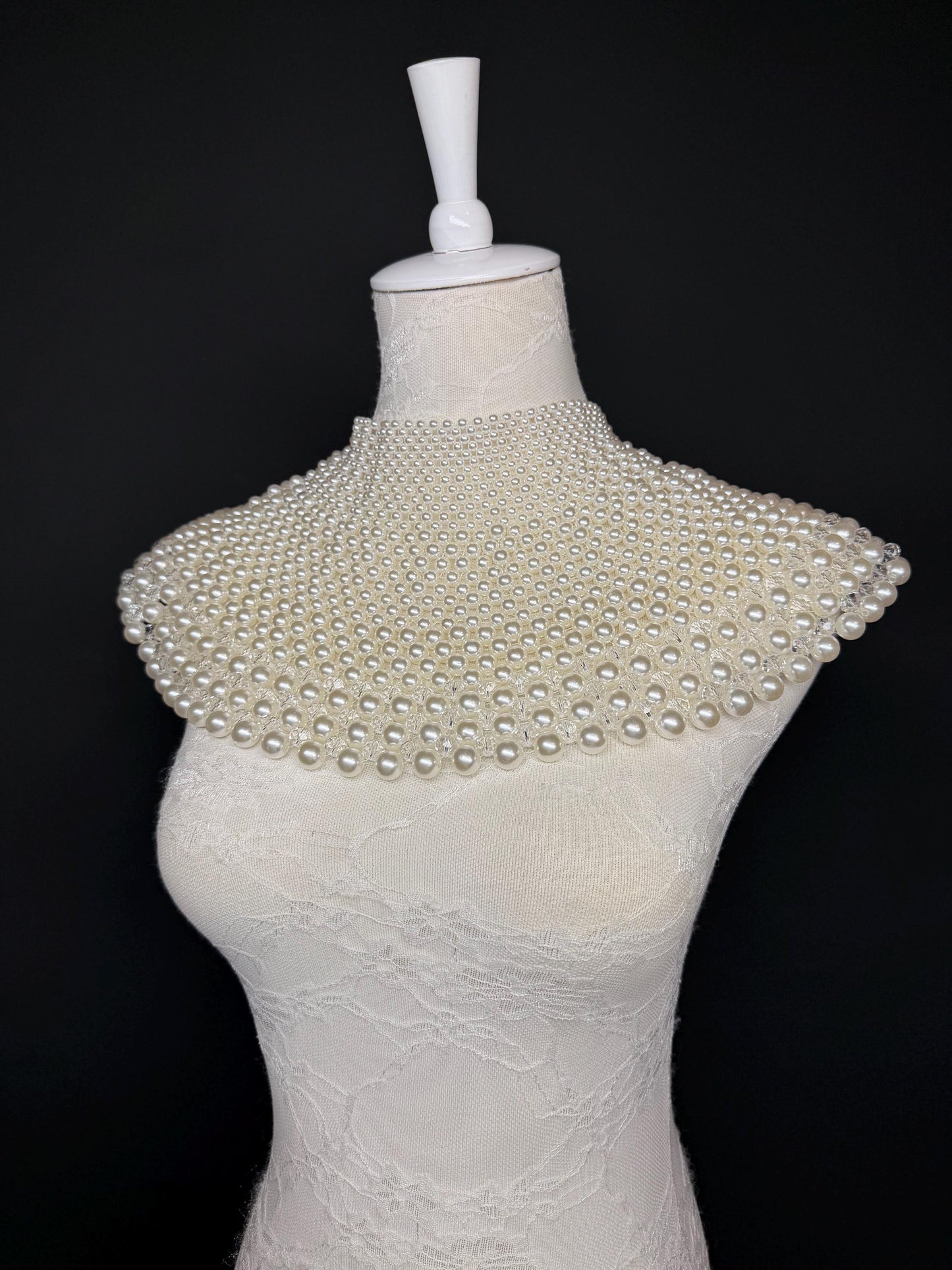 Vintage Style Pearl Shoulder Necklace, Elegant Statement Jewelry